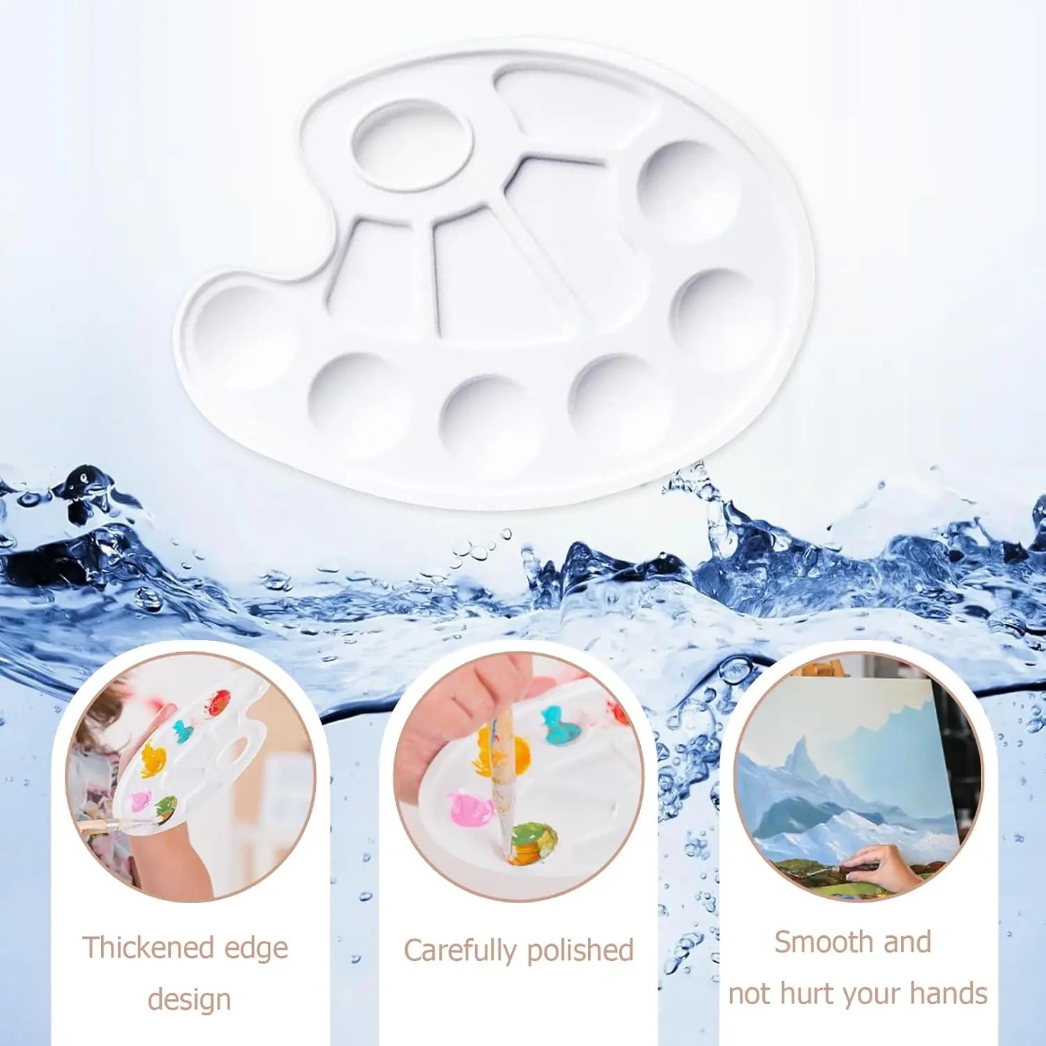 Acrylic paint palette, mixing palette, plastic palette, paint palette, 10-hole white round paint palette for watercolor, acrylic and oil paint, do-it-yourself, craft, professional fine art painting Wholesale Hub