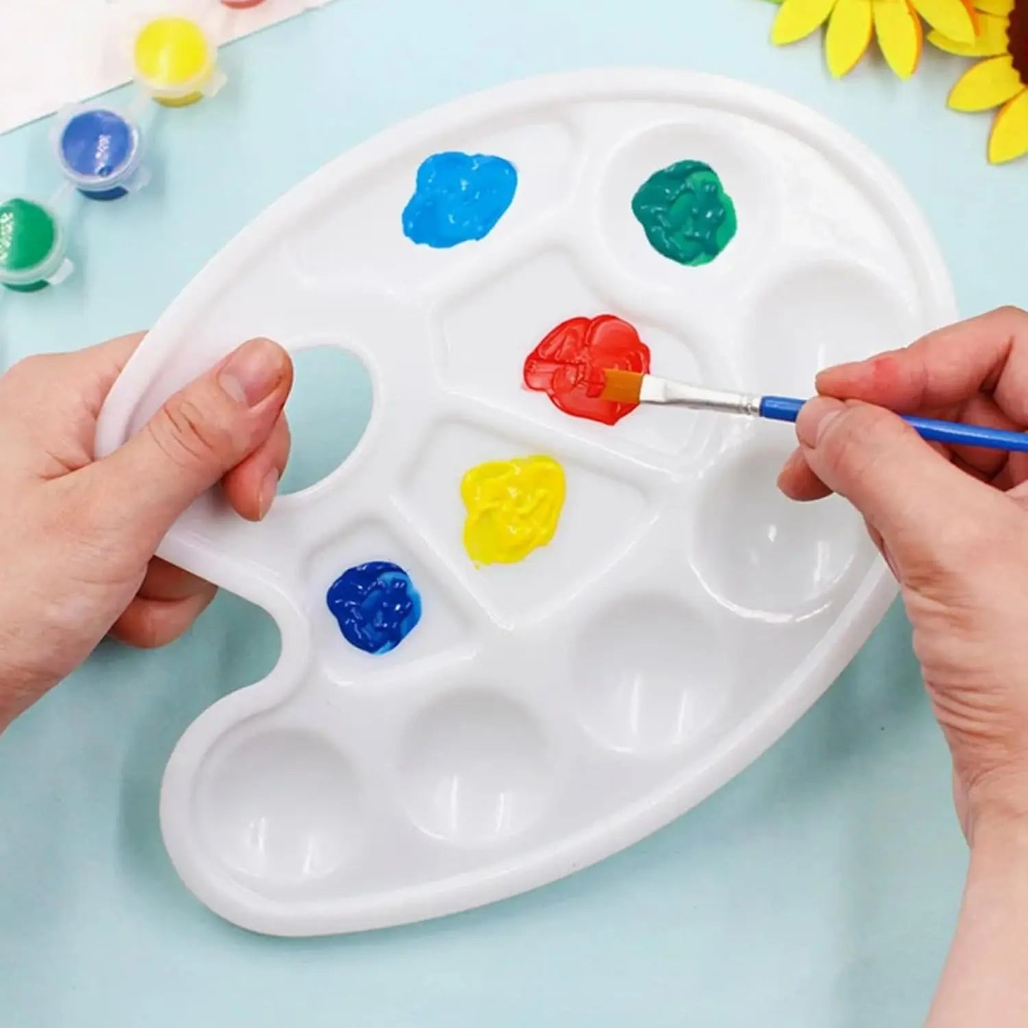 Acrylic paint palette, mixing palette, plastic palette, paint palette, 10-hole white round paint palette for watercolor, acrylic and oil paint, do-it-yourself, craft, professional fine art painting Wholesale Hub
