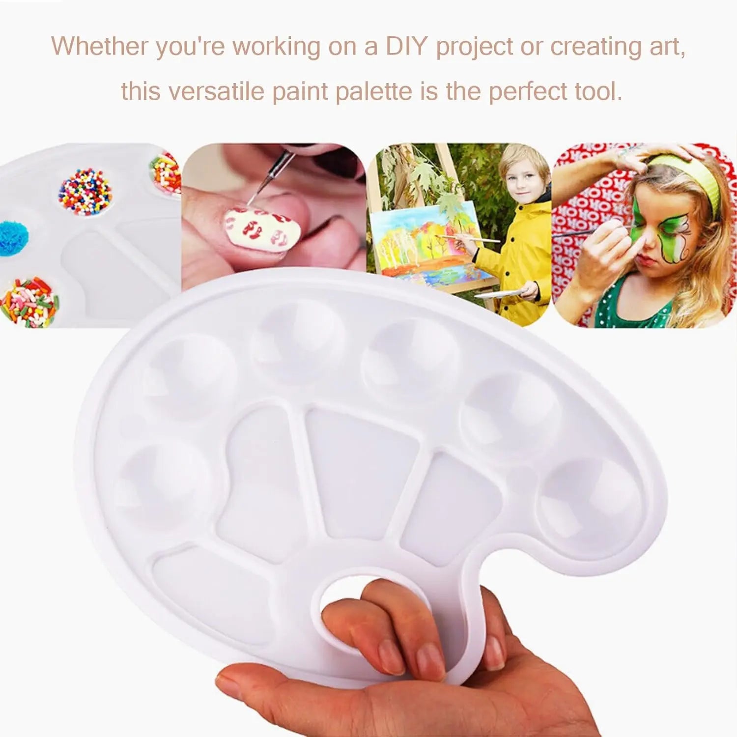 Acrylic paint palette, mixing palette, plastic palette, paint palette, 10-hole white round paint palette for watercolor, acrylic and oil paint, do-it-yourself, craft, professional fine art painting Wholesale Hub