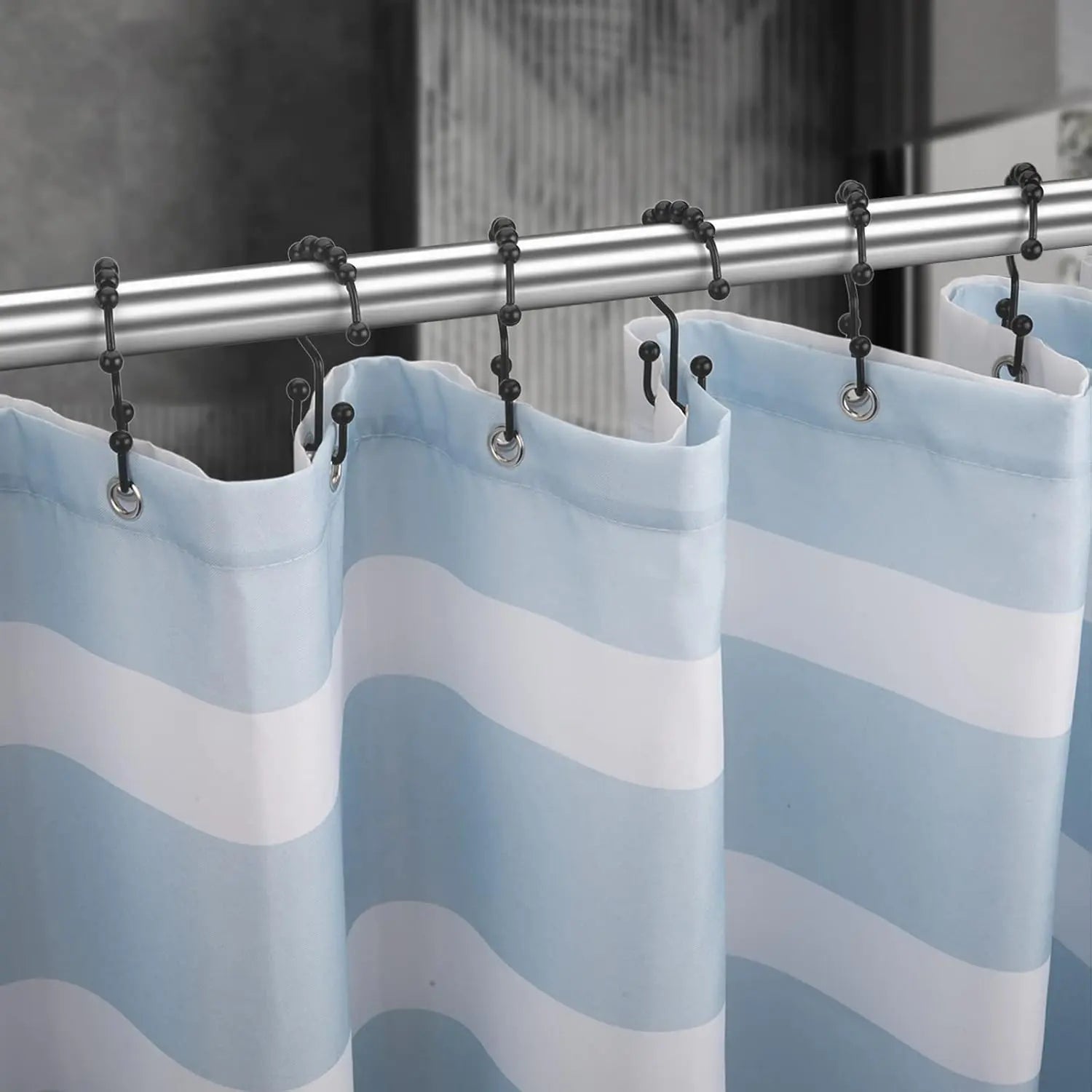 Matzwarte shower curtain hooks (12-pack) - Double hooks made of stainless steel - Hooks with smooth rolling action - Suitable for shower curtains up to 3.3 cm thick - Suitable for shower curtains and waterproof liners. (black) Wholesale Hub