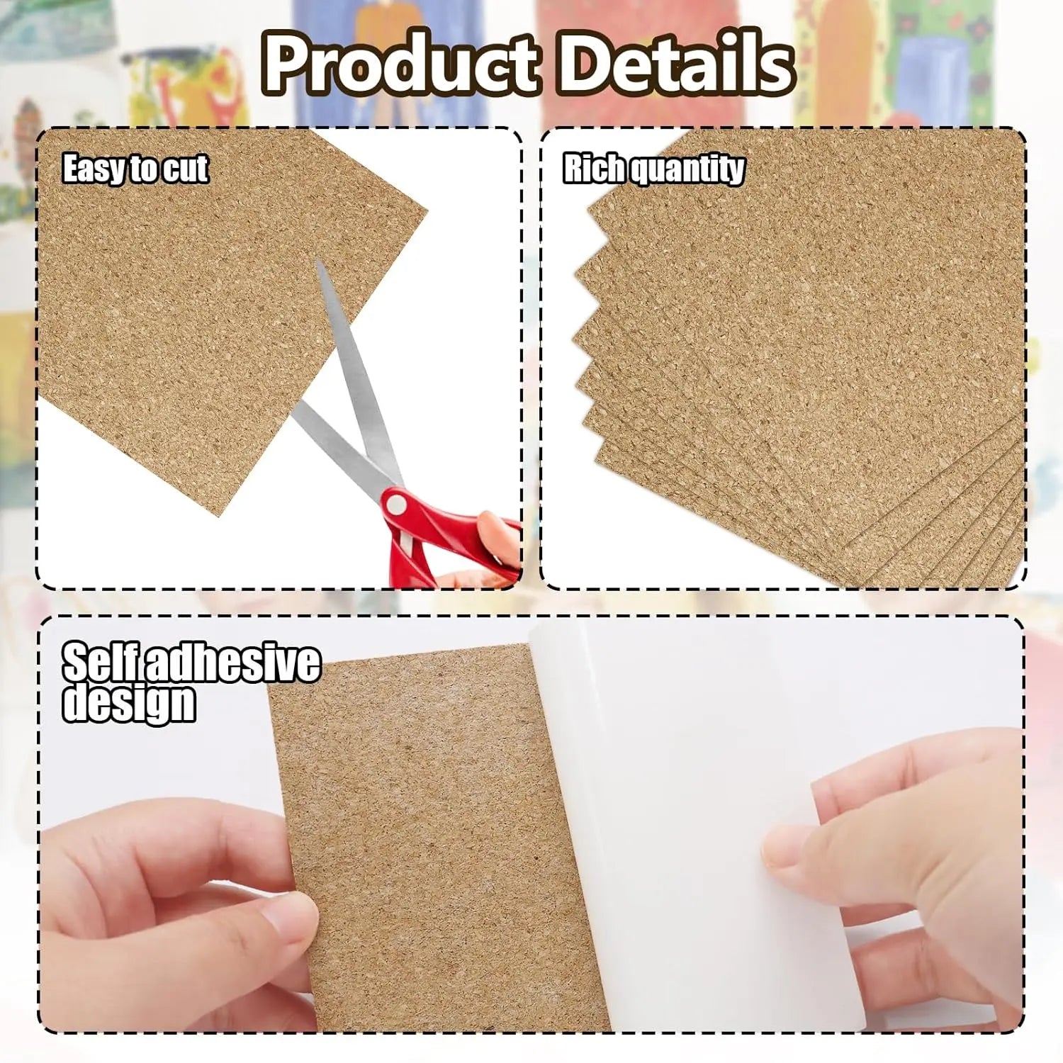 Biaungdo 10 Pcs Self Adhesive Cork Sheets, 4 X 4 Inch Cork Tile Sheet with Adhesive Backing, Square Insulation Sticky Backing Sheets for DIY Coasters, Craft Projects, Wedding Party, Wall Decor Wholesale Hub
