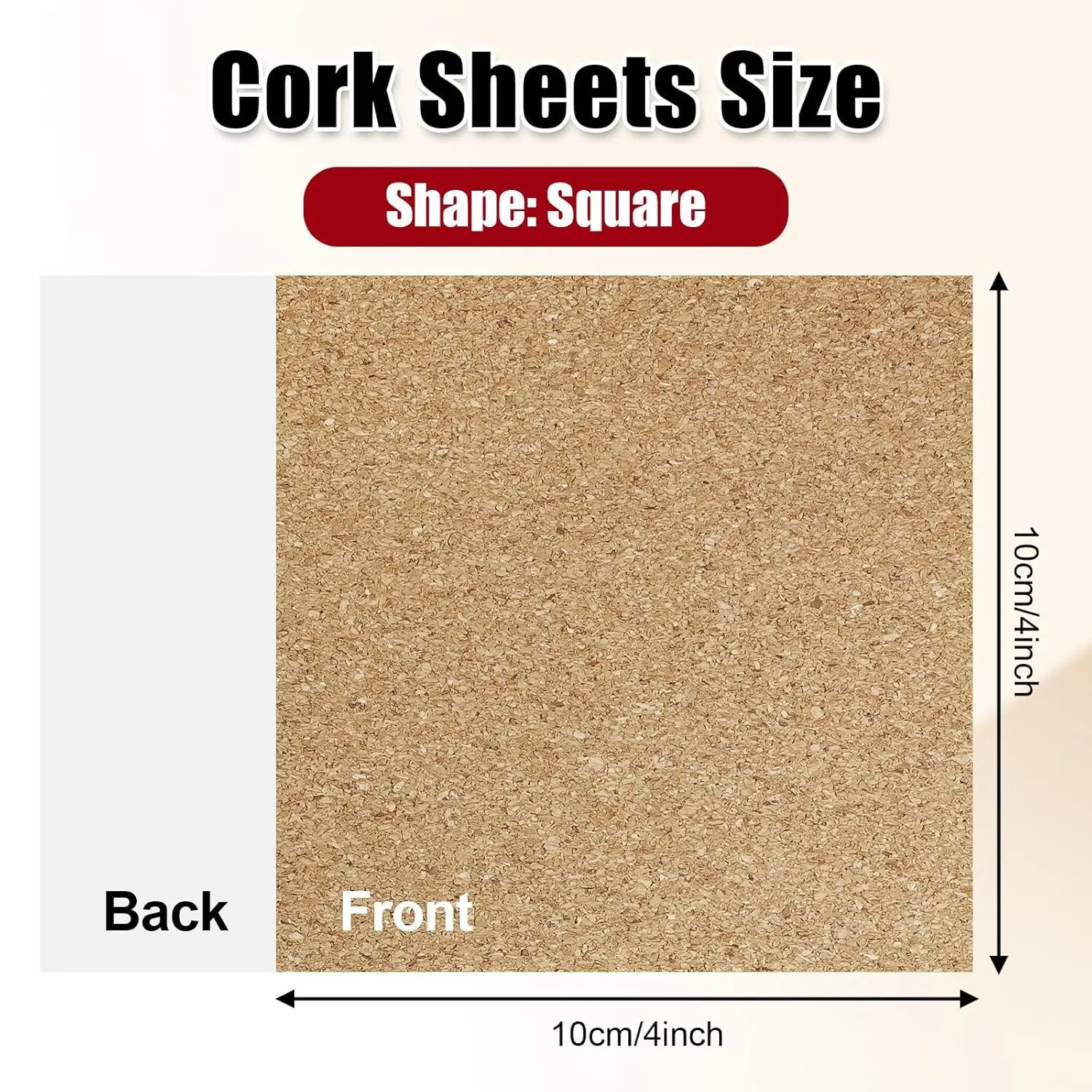 Biaungdo 10 Pcs Self Adhesive Cork Sheets, 4 X 4 Inch Cork Tile Sheet with Adhesive Backing, Square Insulation Sticky Backing Sheets for DIY Coasters, Craft Projects, Wedding Party, Wall Decor Wholesale Hub