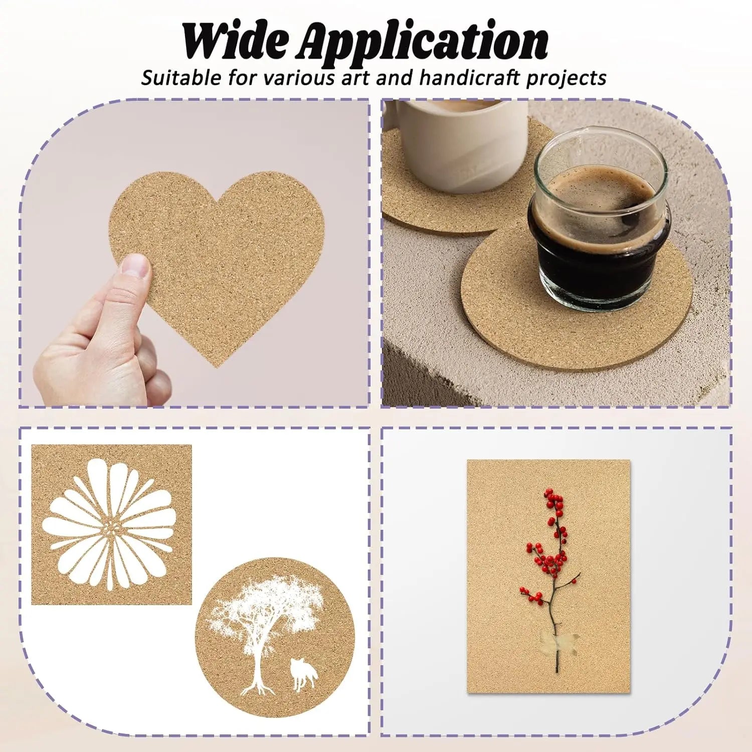 Biaungdo 10 Pcs Self Adhesive Cork Sheets, 4 X 4 Inch Cork Tile Sheet with Adhesive Backing, Square Insulation Sticky Backing Sheets for DIY Coasters, Craft Projects, Wedding Party, Wall Decor Wholesale Hub