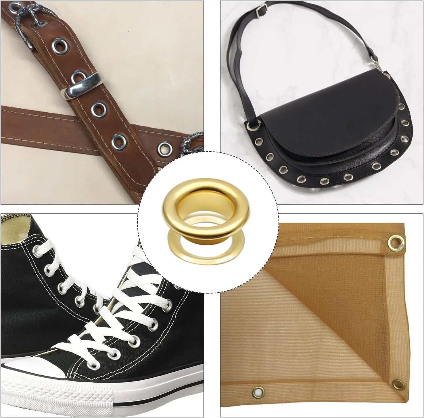 Biaungdo 1/4" Eyelets, Gold Grommets Eyelets, Metal Eyelets with Washers for Canvas, Shoes, Clothing, Fabric, Leather and Bag, 100 Sets (Gold) Wholesale Hub