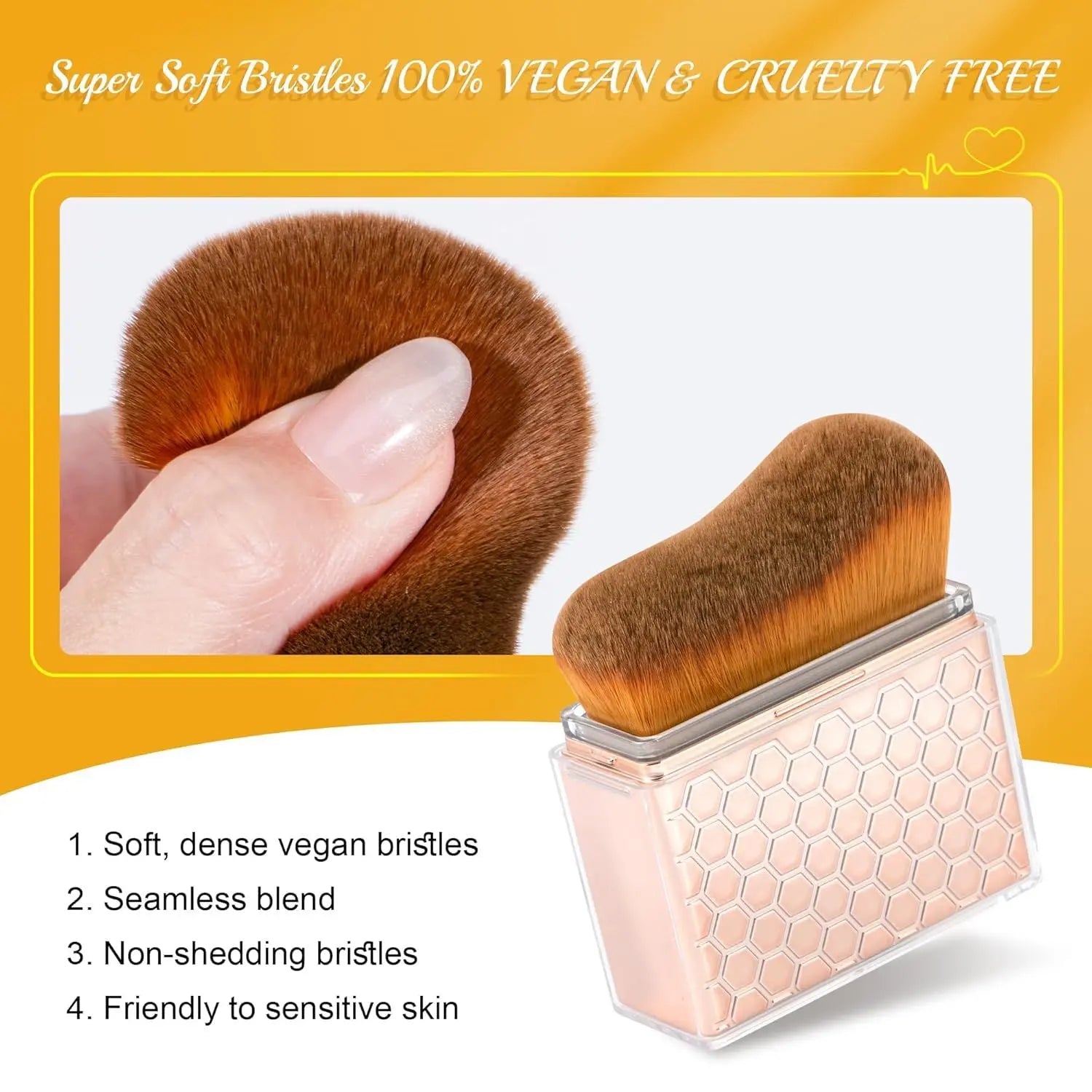 Sunscreen Applicator-Sunblock Brush or ace and Body, Sun Lotion/Cream Sel Tanner,Bronzer Sel Tan Applicator, Kabuki Brush or Application with Retractable Lid Travel SizeοΌRose-Gold) Wholesale Hub