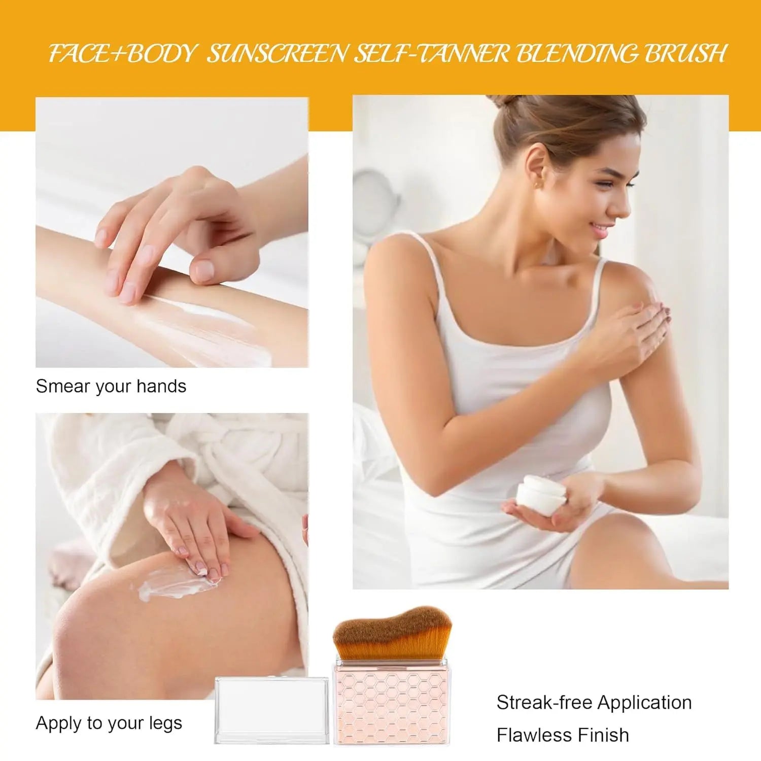 Sunscreen Applicator-Sunblock Brush or ace and Body, Sun Lotion/Cream Sel Tanner,Bronzer Sel Tan Applicator, Kabuki Brush or Application with Retractable Lid Travel SizeοΌRose-Gold) Wholesale Hub