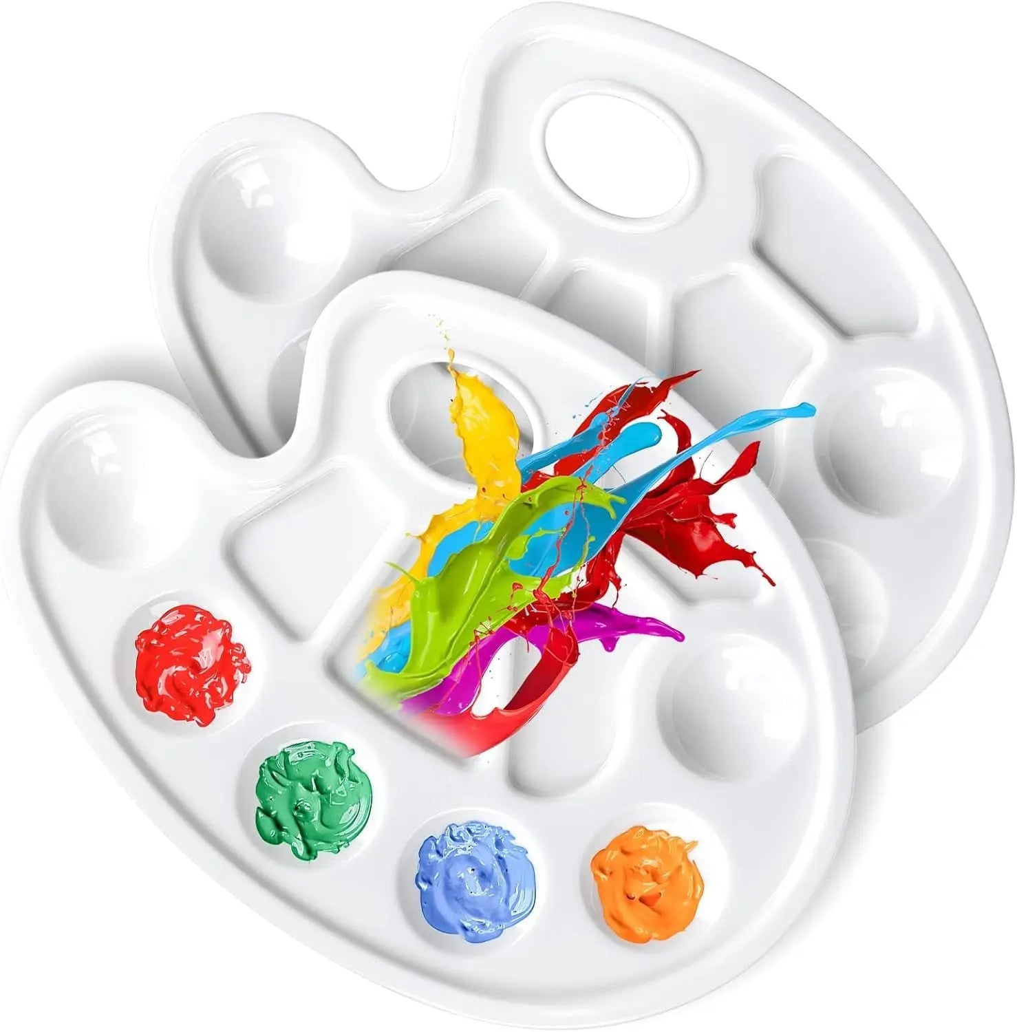 Oval Paint Palette Tray, Plastic Paint Tray Palette, Painting Palette, Paint Tray Palettes Paint Pallets with Thumb Hole or Adults & Kids, or Painting or DIY Crat Class, White, 2 PCS Wholesale Hub