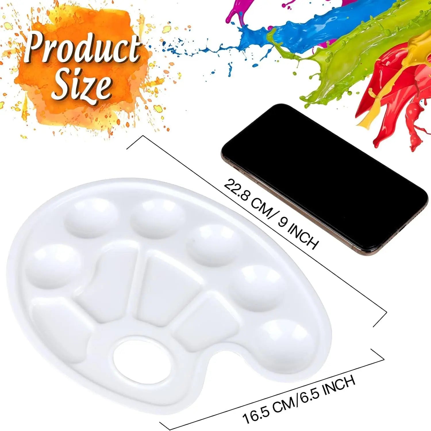 Oval Paint Palette Tray, Plastic Paint Tray Palette, Painting Palette, Paint Tray Palettes Paint Pallets with Thumb Hole or Adults & Kids, or Painting or DIY Crat Class, White, 2 PCS Wholesale Hub