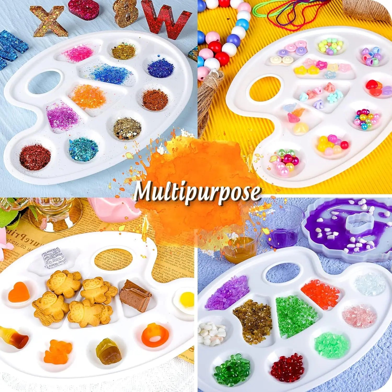Oval Paint Palette Tray, Plastic Paint Tray Palette, Painting Palette, Paint Tray Palettes Paint Pallets with Thumb Hole or Adults & Kids, or Painting or DIY Crat Class, White, 2 PCS Wholesale Hub