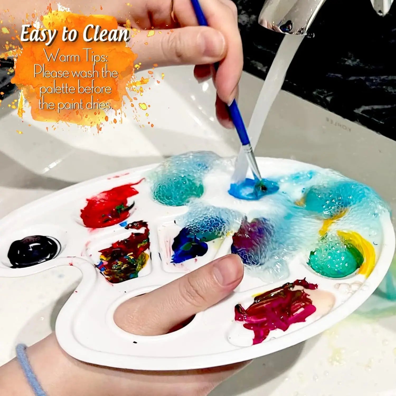 Oval Paint Palette Tray, Plastic Paint Tray Palette, Painting Palette, Paint Tray Palettes Paint Pallets with Thumb Hole or Adults & Kids, or Painting or DIY Crat Class, White, 2 PCS Wholesale Hub