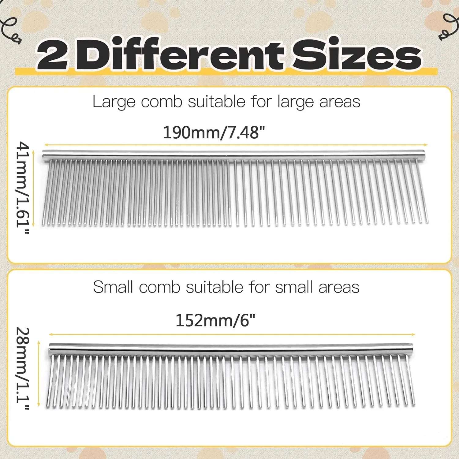 Biaungdo 2 Pcs Dog Grooming Combs Set, Metal Dog Comb for Removing Tangles and Knot, Cat Brush Grooming Tool for Long Haired Pets Wholesale Hub