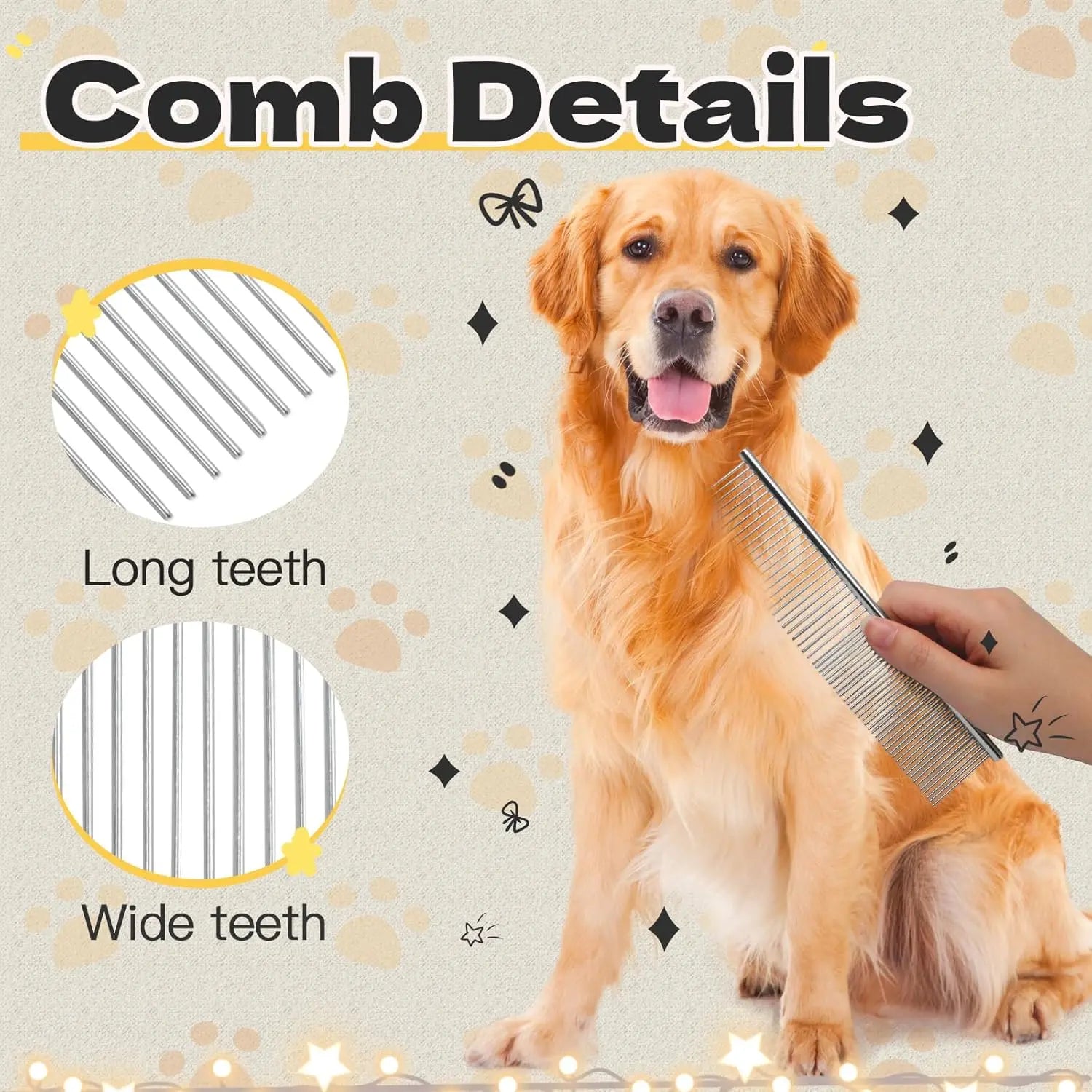 Biaungdo 2 Pcs Dog Grooming Combs Set, Metal Dog Comb for Removing Tangles and Knot, Cat Brush Grooming Tool for Long Haired Pets Wholesale Hub