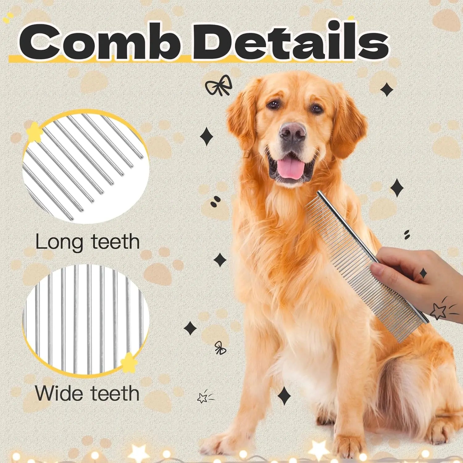 Biaungdo 3 Pcs Dog Grooming Combs Set, Metal Dog Comb for Removing Tangles and Knot, Cat Brush Grooming Tool for Long Haired Pets(7.48 x 1.65 inch & 7.4 x 1.3 inch & 6.5 x 1.14 inch) Wholesale Hub