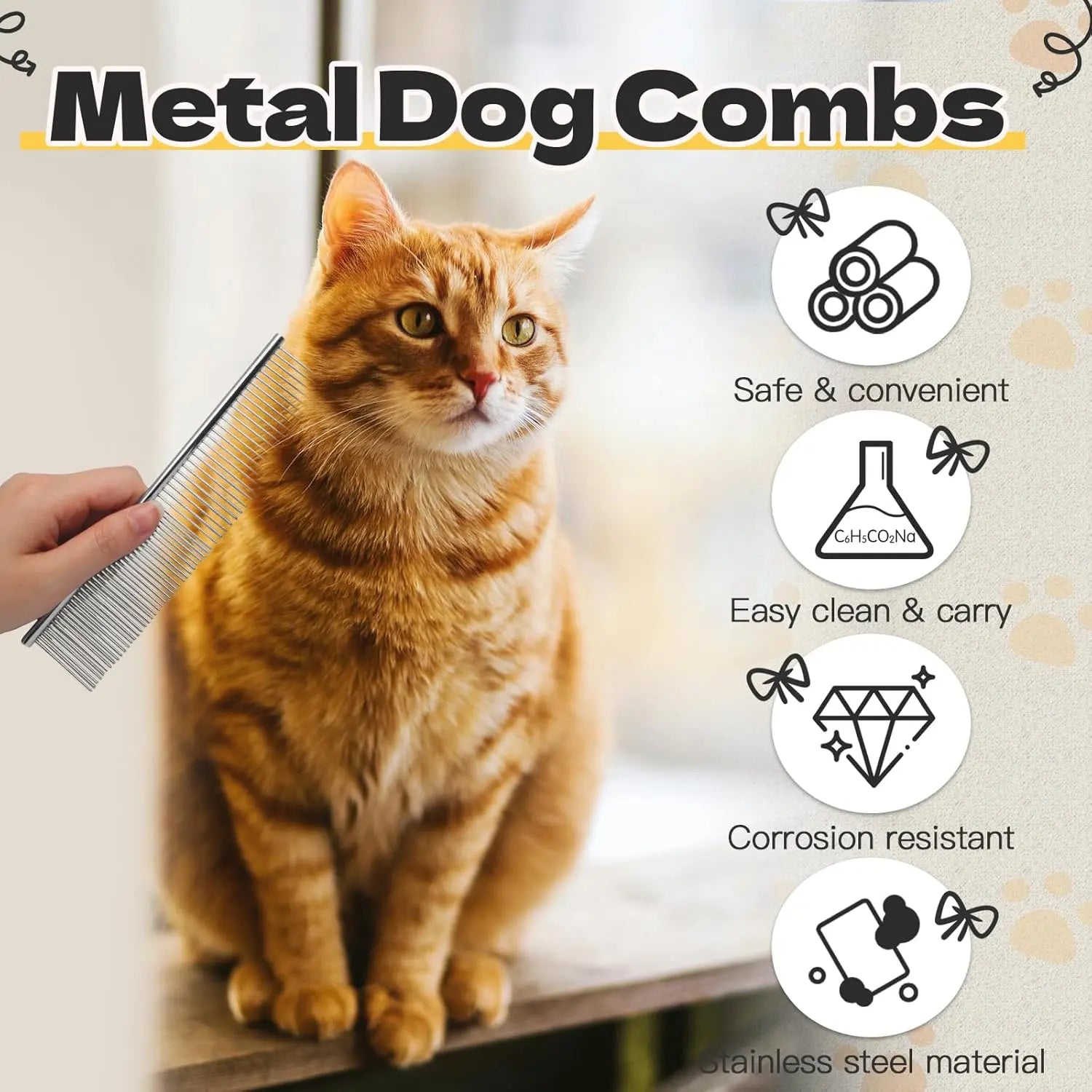 Biaungdo 3 Pcs Dog Grooming Combs Set, Metal Dog Comb for Removing Tangles and Knot, Cat Brush Grooming Tool for Long Haired Pets(7.48 x 1.65 inch & 7.4 x 1.3 inch & 6.5 x 1.14 inch) Wholesale Hub