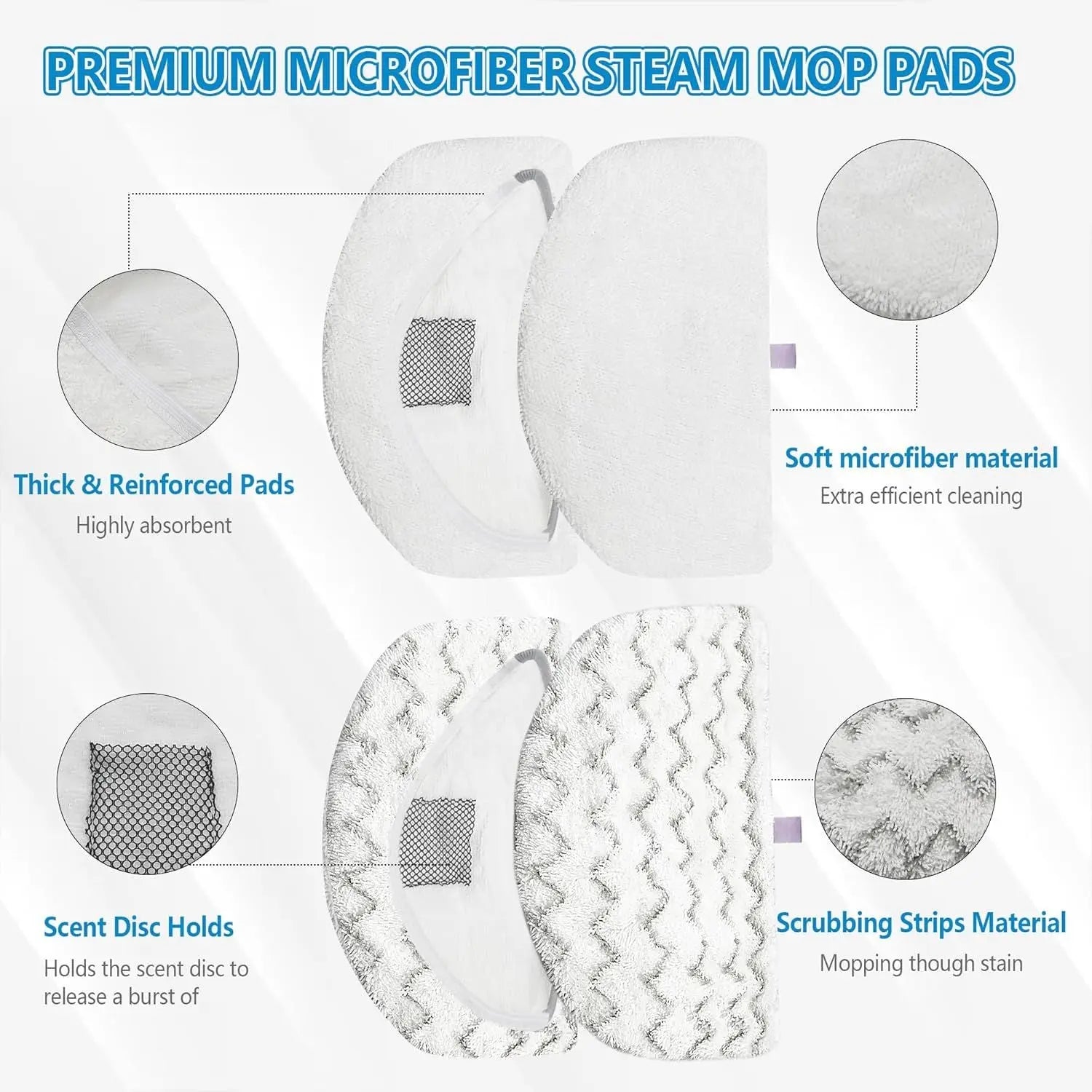 4 Pack Steam Mop Pads Replacement or Bissell Powerresh Steam Mop 1940 1440 1544 1806 2075 Series, Model 5938 19402 19404 19408 19409 1940A 1940 1940Q 1940T 1940W, Microiber Washable, Reusable Wholesale Hub