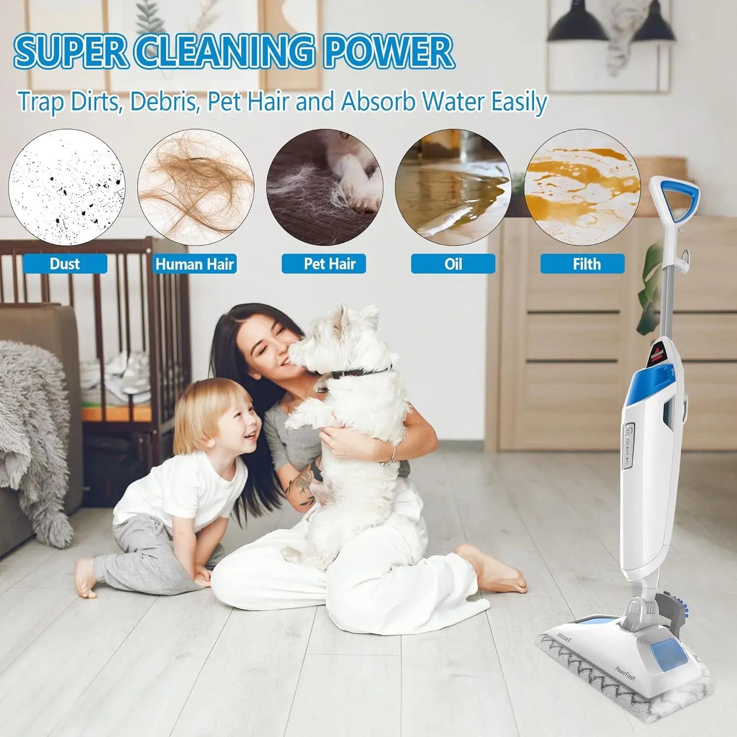 4 Pack Steam Mop Pads Replacement or Bissell Powerresh Steam Mop 1940 1440 1544 1806 2075 Series, Model 5938 19402 19404 19408 19409 1940A 1940 1940Q 1940T 1940W, Microiber Washable, Reusable Wholesale Hub