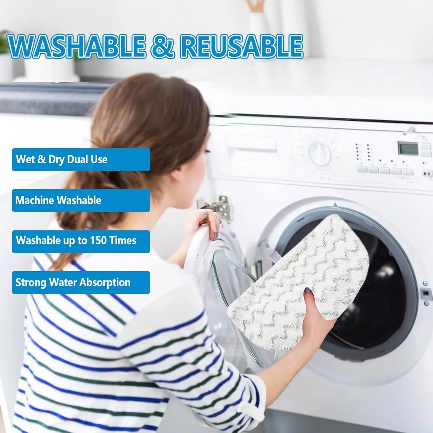 4 Pack Steam Mop Pads Replacement or Bissell Powerresh Steam Mop 1940 1440 1544 1806 2075 Series, Model 5938 19402 19404 19408 19409 1940A 1940 1940Q 1940T 1940W, Microiber Washable, Reusable Wholesale Hub