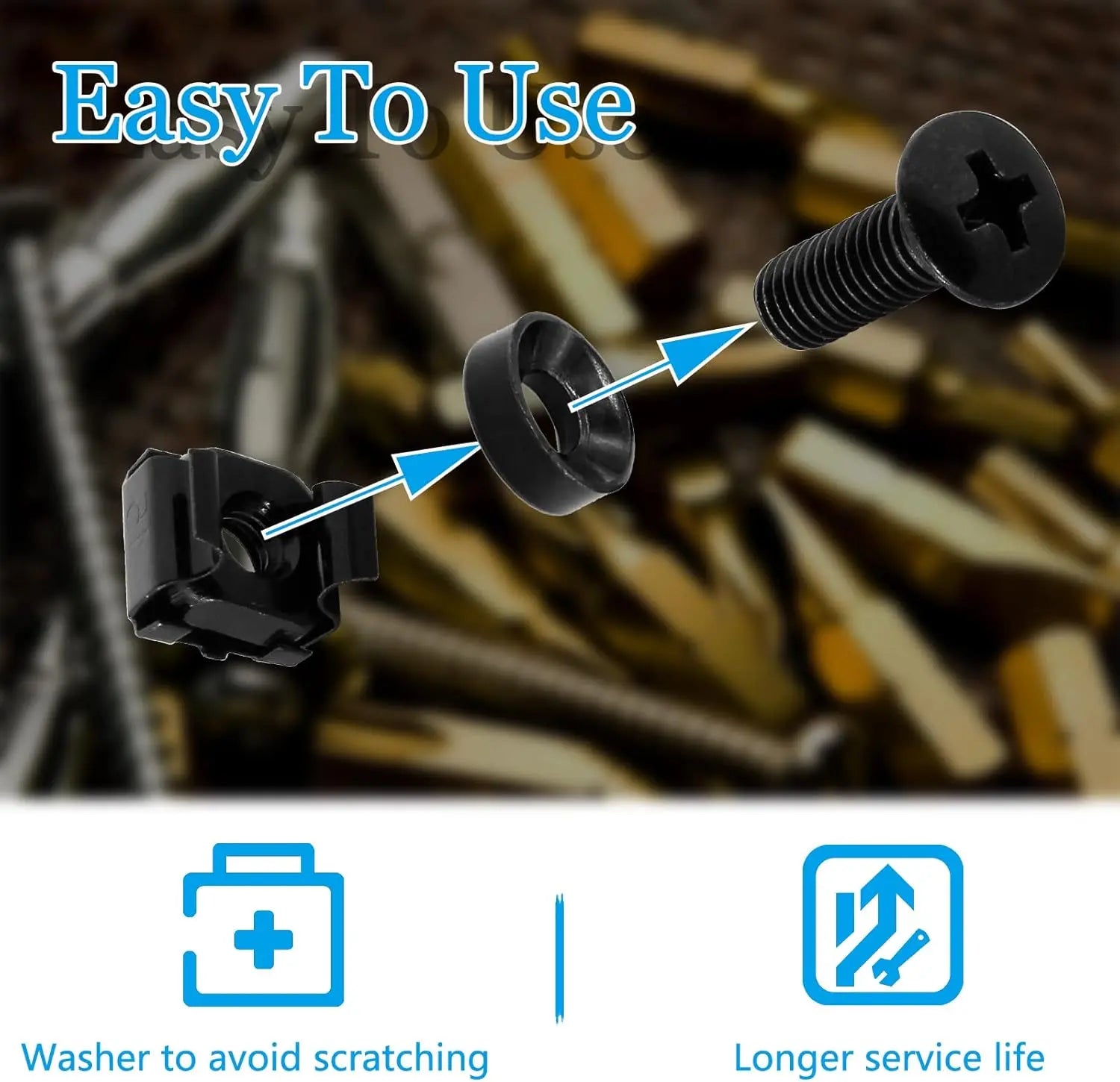 Biaungdo 30 Pcs M5 x 16mm Rack Screws and Cage Nuts, Computer Rack Mount Cage Screws & Nuts & Washers for Server Console Mounting, Rack Mount, Cabinets(Black) Wholesale Hub