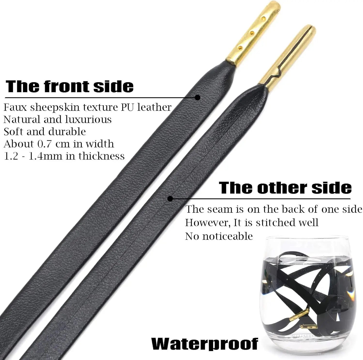 lat PU Leather Laces: Waterproo Shoelaces or Sneakers Boot 2 Pair Wholesale Hub