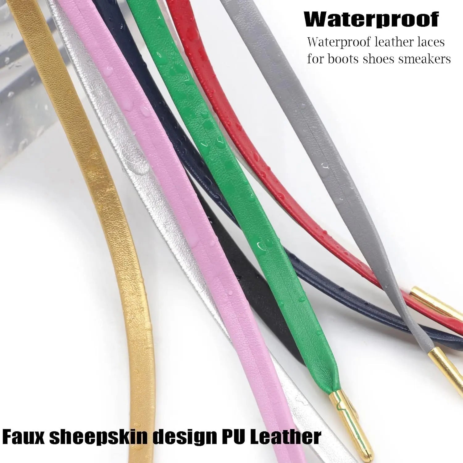 lat PU Leather Laces: Waterproo Shoelaces or Sneakers Boot 2 Pair Wholesale Hub