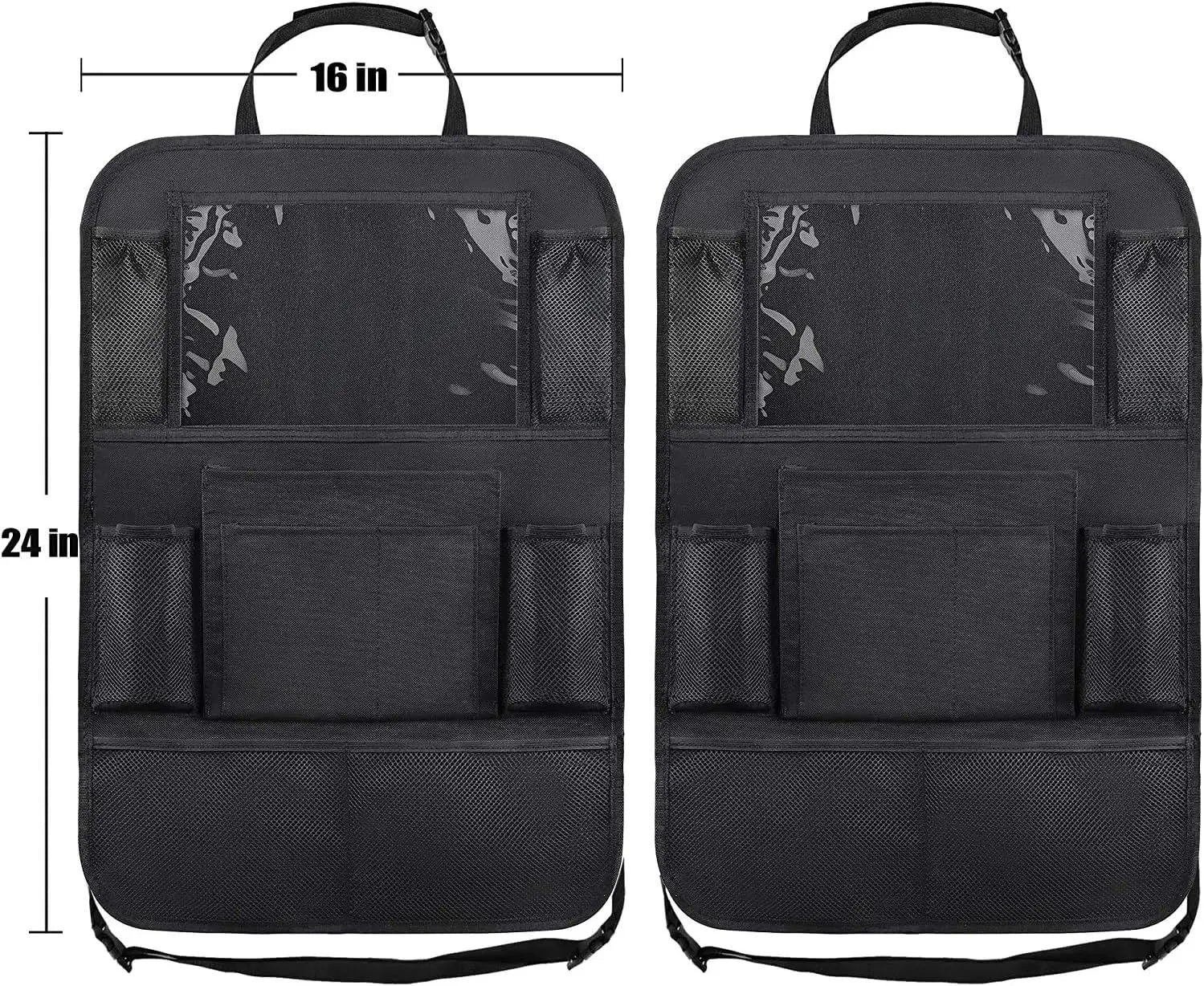 Car Backseat Organizer with 10" Table Holder, 9 Storage Pockets Seat Back Protectors Kick Mats or Kids Toddlers, Travel Accessories, 2 Pack Wholesale Hub