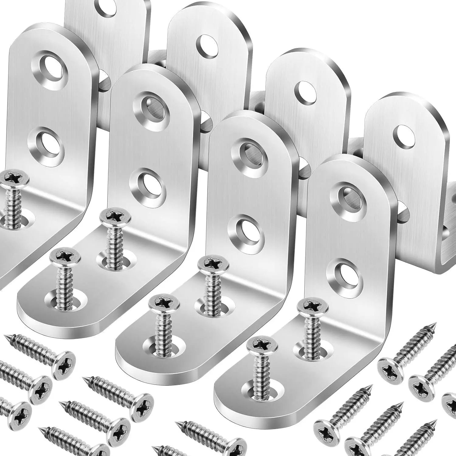 8 PCS Heavy Duty Corner Brace, 40x40mm Stainless Steel Joint Right Angle Brackets with Screws, 90 Degree Wall Brackets Hanger or Shelves, Tables, Dressers, Chairs, Silver Wholesale Hub