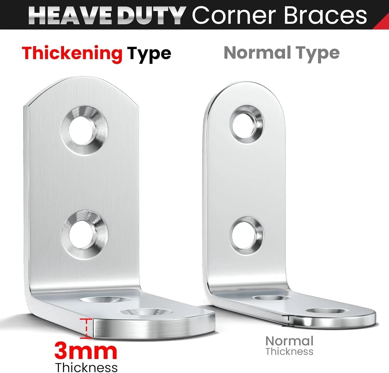 8 PCS Heavy Duty Corner Brace, 40x40mm Stainless Steel Joint Right Angle Brackets with Screws, 90 Degree Wall Brackets Hanger or Shelves, Tables, Dressers, Chairs, Silver Wholesale Hub