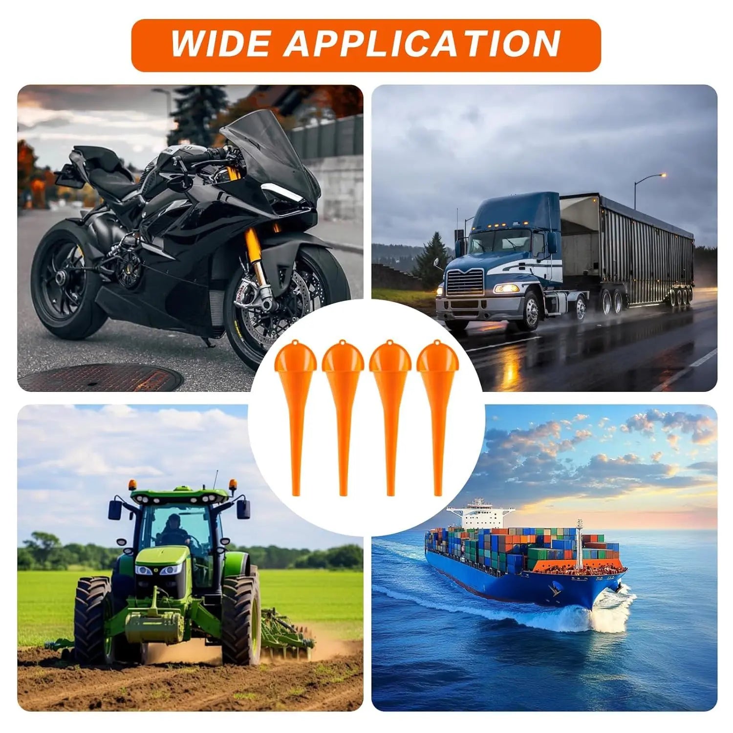 4 Pcs Plastic Long Neck Oil unnel or Change, Multi-unction Long or Transmission luid Automotive unnels, Car Water Diesel uel Kerosene Liquids Engine Oil unnel Set Wholesale Hub