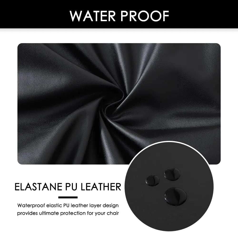 FORCHEER Office Chair seat Covers Leather Stretch Waterproof PU Computer Chair Seat Cushion Slipcovers-Black Wholesale Hub