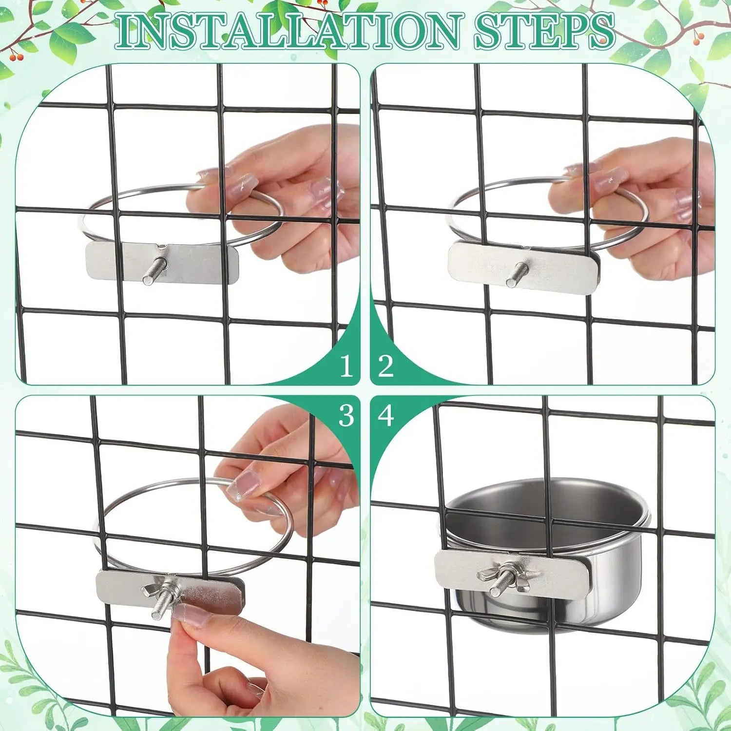24 Pcs Stainless Steel Parrot Food Bowls Bulk 10 oz Bird Feeding Dish Cups for Cages Bird Bowls with Clamp Pet Water Feeders Cage Accessories for Parakeet Parrot Budgie Rabbit Chicken Wholesale Hub