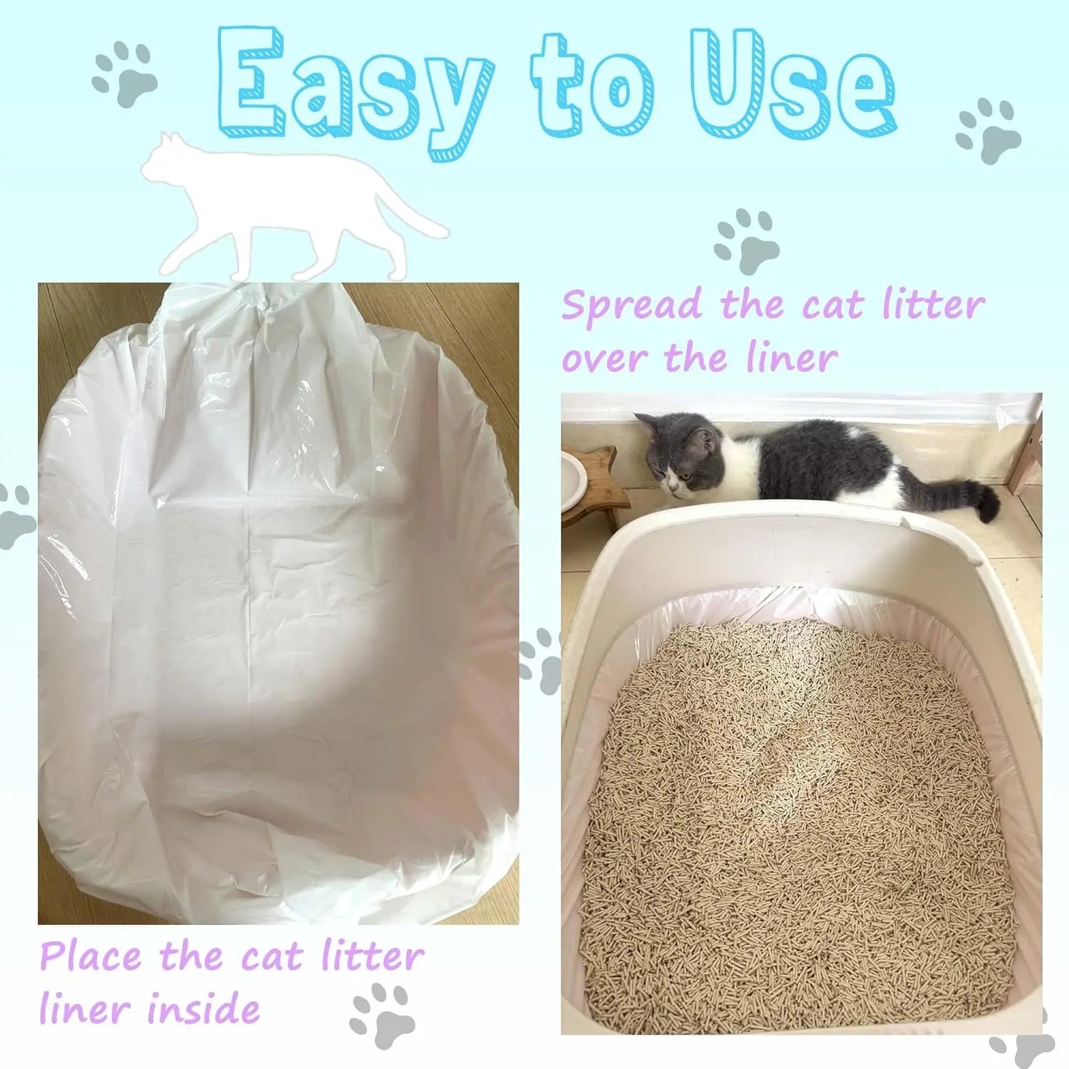 Large Cat Litter Liners, Jumbo Drawstring Leakproof Bags for IRIS Cat Litter Boxes, Heavy Duty 2 MIL Tear-Resistant Extra Durable Disposable Bags for Most Cat Litter Pans, 42“ x 20”, 16PCS Wholesale Hub