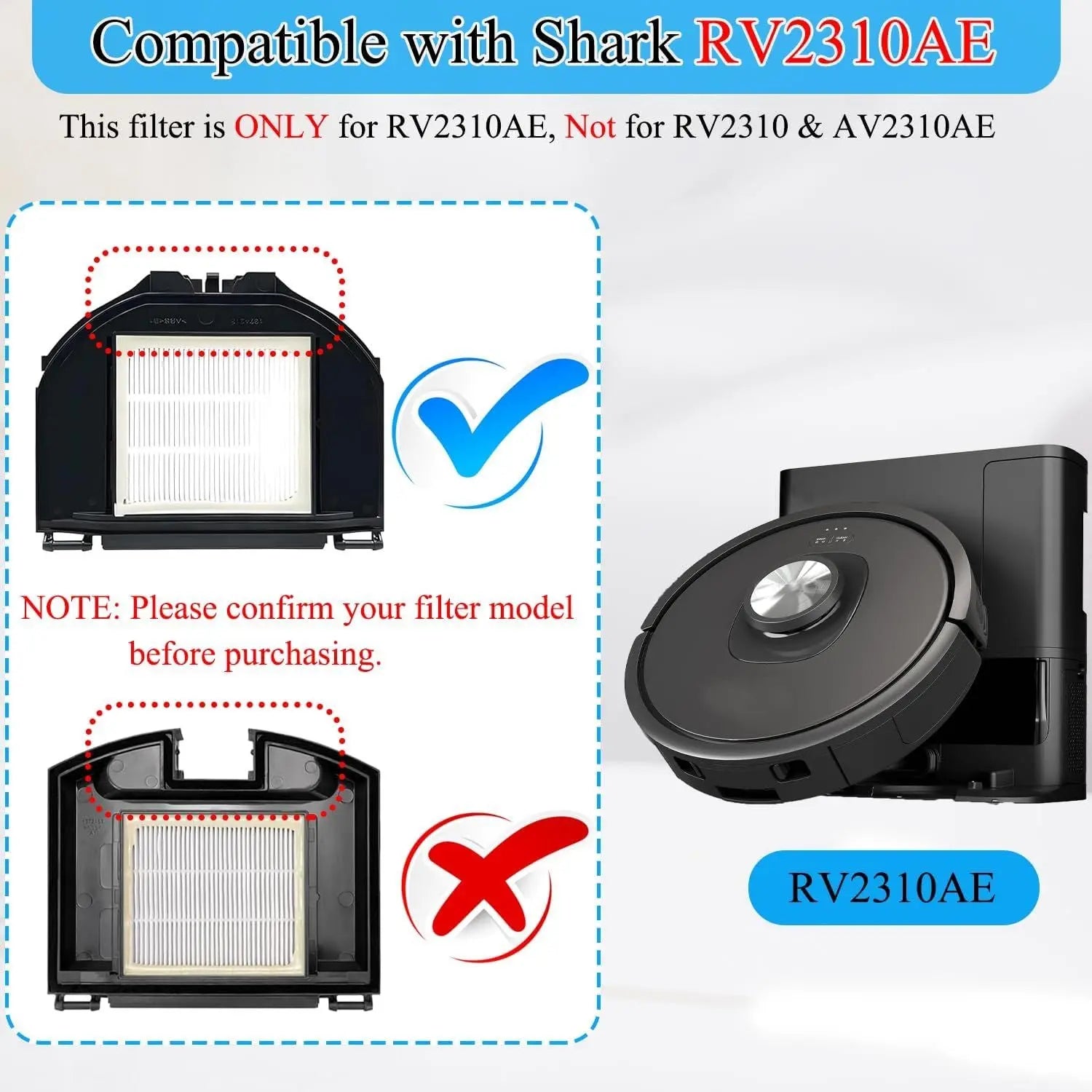 RV2310AE Replacement Parts or Shark RV2310AE Matrix Robot Vacuum Cleaner Accessories Kit, 1 Main Brush, 6 Side Brushes, 2 ilters, 2 oam ilters, 1 Cleaning Brush Wholesale Hub