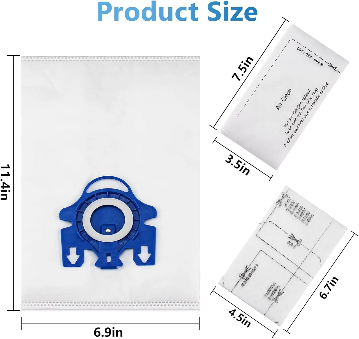 10 Packs 3D Airclean Bags Replacement or Miele GN Vacuum Cleaner Bags it or Miele Classic C2 C3 S2 S5 S8 S400 Series with Motor Protection ilters, AirClean ilters Wholesale Hub