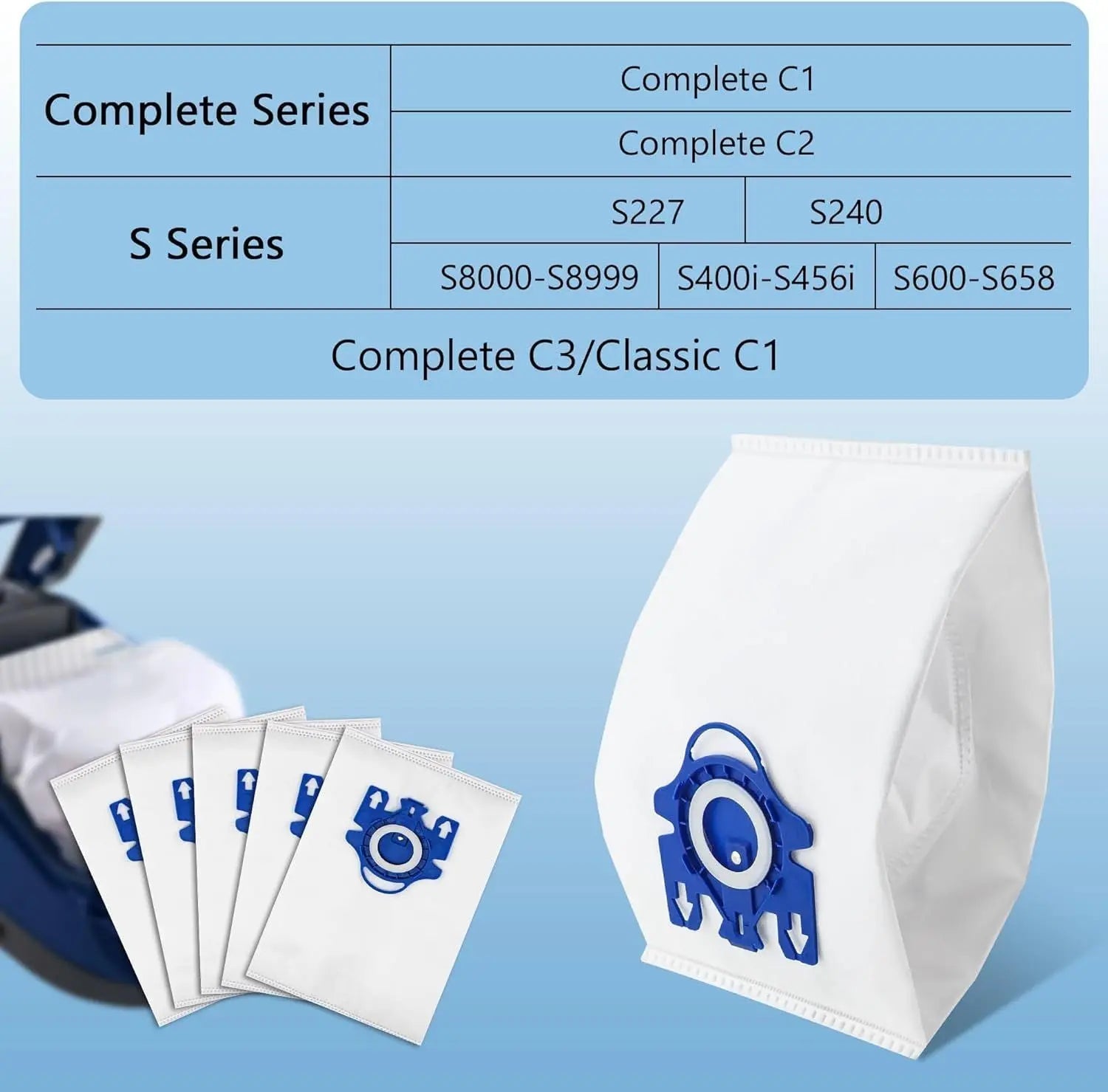 10 Packs 3D Airclean Bags Replacement or Miele GN Vacuum Cleaner Bags it or Miele Classic C2 C3 S2 S5 S8 S400 Series with Motor Protection ilters, AirClean ilters Wholesale Hub
