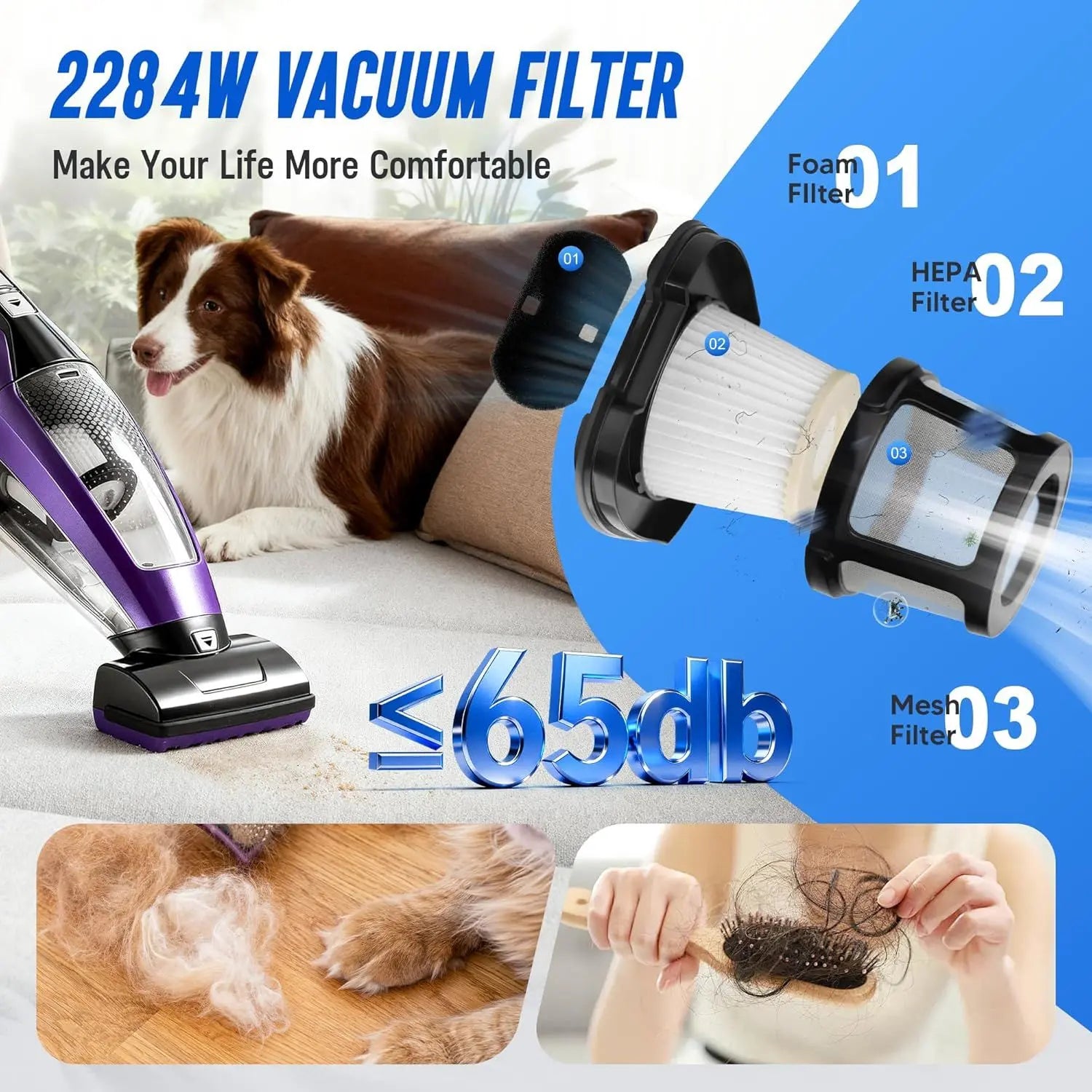 2390A 2284W Vacuum ilter Replacement or Bi-ssell Pet Hair Eraser ilter Hand Vac 2390, 2389, 2284W Compare to Parts # 1614212 1614203 1614204, 4-Pack Wholesale Hub
