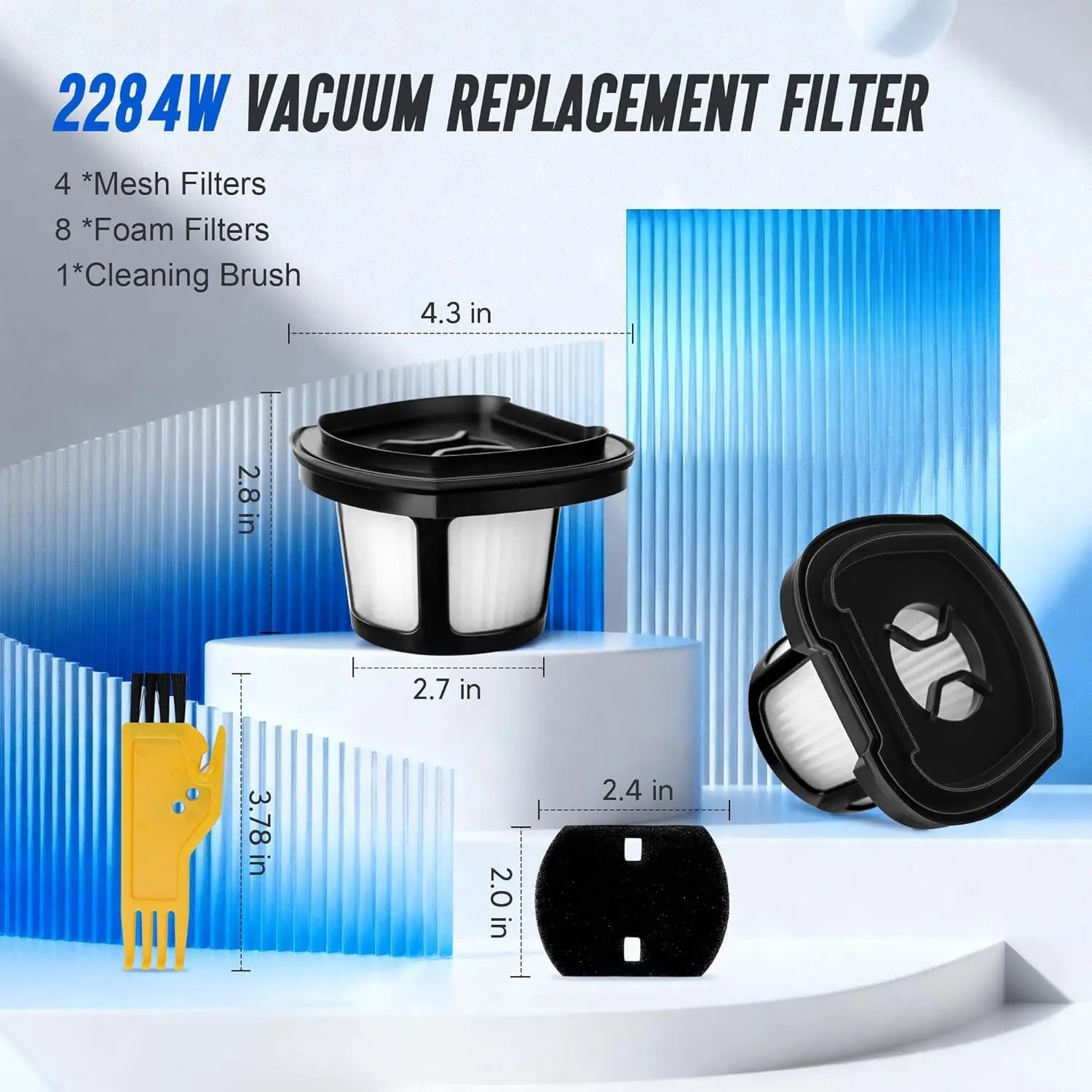 2390A 2284W Vacuum ilter Replacement or Bi-ssell Pet Hair Eraser ilter Hand Vac 2390, 2389, 2284W Compare to Parts # 1614212 1614203 1614204, 4-Pack Wholesale Hub