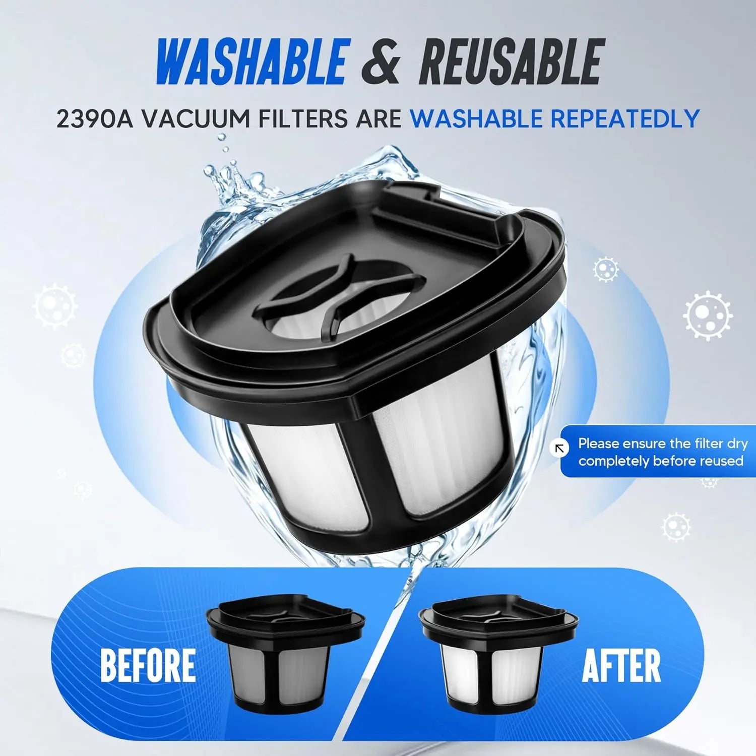 2390A 2284W Vacuum ilter Replacement or Bi-ssell Pet Hair Eraser ilter Hand Vac 2390, 2389, 2284W Compare to Parts # 1614212 1614203 1614204, 4-Pack Wholesale Hub