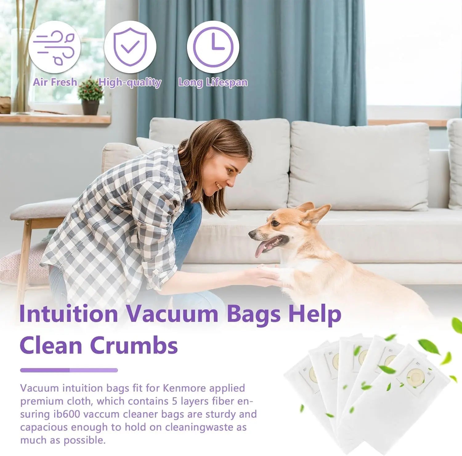 Bags it or Ken-more Vacuum Bags IB600 Compatible with Ken-more Intuition Bagged BU4018, BU4020, BU4020, BU4021, BU4022, BU4022U Upright Vacuum Cleaner Wholesale Hub