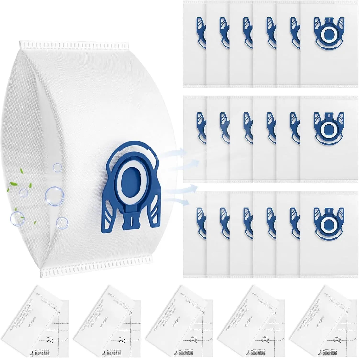 20 Pack 3D Airclean GN Vacuum Bags Compatible with Miele Classic C1, Complete C1, Complete C2, Complete C3, S227 S240, S270, S400, S2, S5, S8 Series Canister Vacuum Cleaner Wholesale Hub