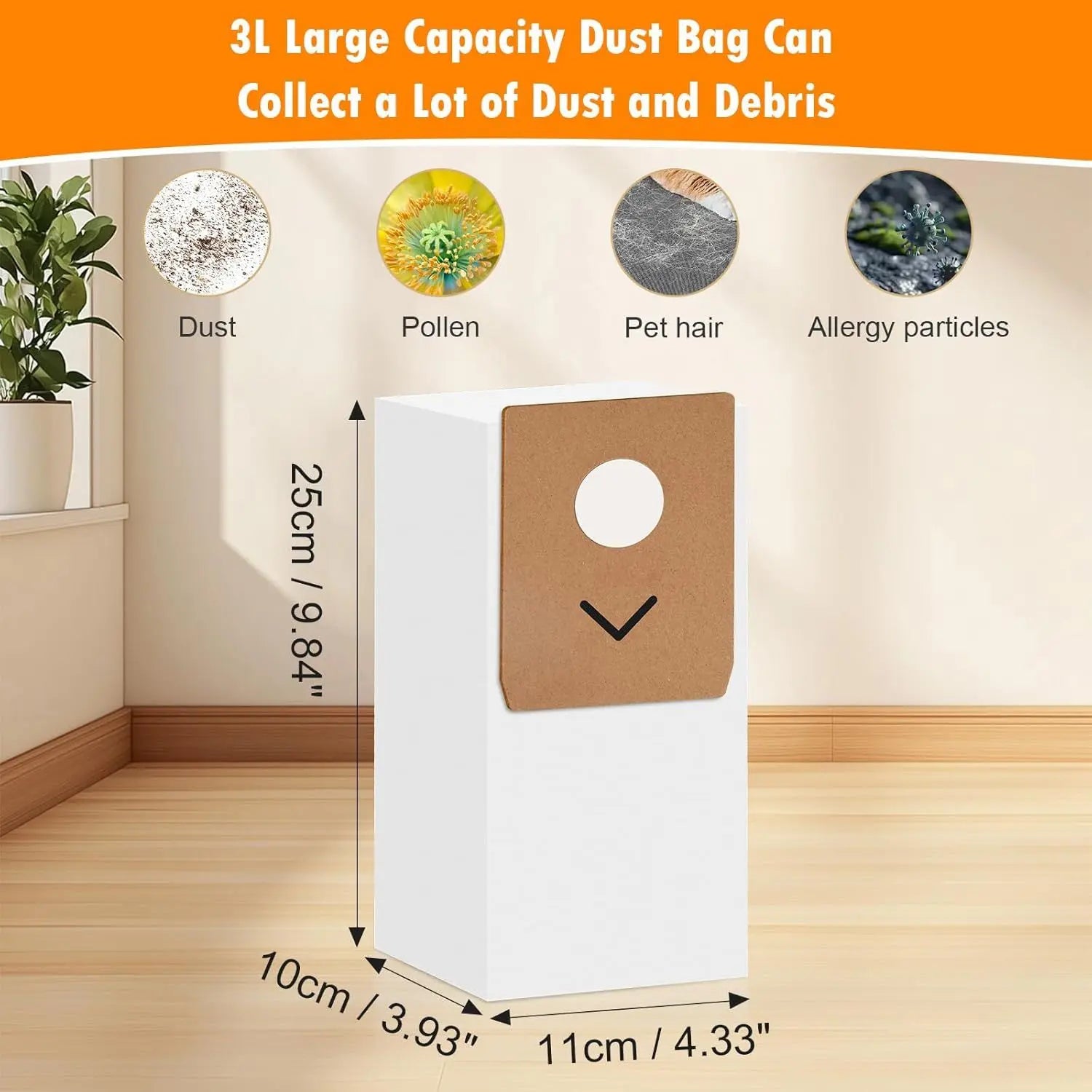 10 Pack Dust Bags or Eureka Stylus Elite NEC490BL NEC490SE NEC410BK Cordless Stick Vacuum Cleaner, 3L large Capacity Replacement Dust Bag Wholesale Hub