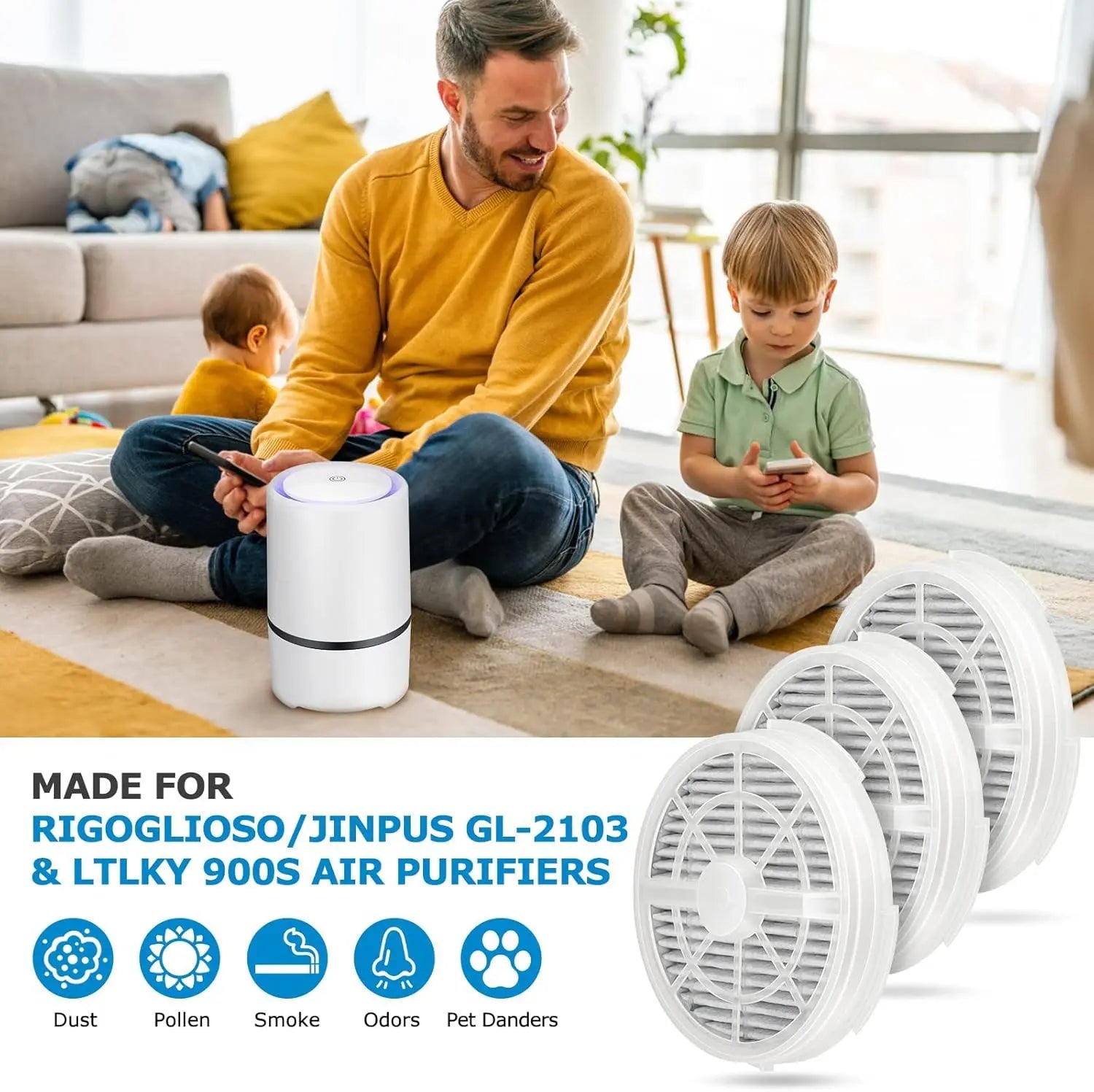 GL2103 Replacement ilter or RIGOGLIOSO GL2103, JINPUS GL-2103, LTLKY 900S Air Puriier, 2-in-1 HEPA ilters and Activated Carbon ilters (3-Pack) Wholesale Hub