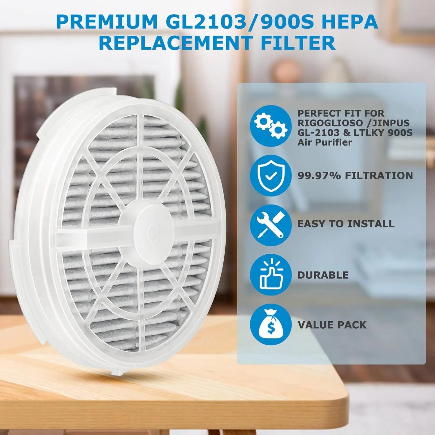 GL2103 Replacement ilter or RIGOGLIOSO GL2103, JINPUS GL-2103, LTLKY 900S Air Puriier, 2-in-1 HEPA ilters and Activated Carbon ilters (3-Pack) Wholesale Hub