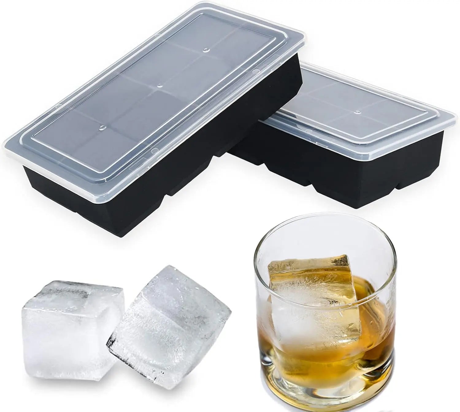 Bangp 2 PACK Large Ice Cube Trays and 4 PACK Baseball Ice Cube Molds,Create 16 2inch Square Ice Cubes and 4 2.5inch Baseball Shaped Ice Balls Wholesale Hub