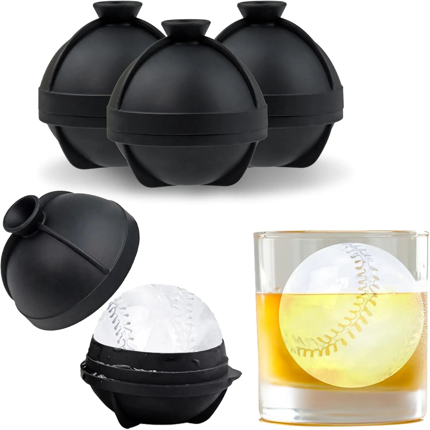 Bangp 2 PACK Large Ice Cube Trays and 4 PACK Baseball Ice Cube Molds,Create 16 2inch Square Ice Cubes and 4 2.5inch Baseball Shaped Ice Balls Wholesale Hub