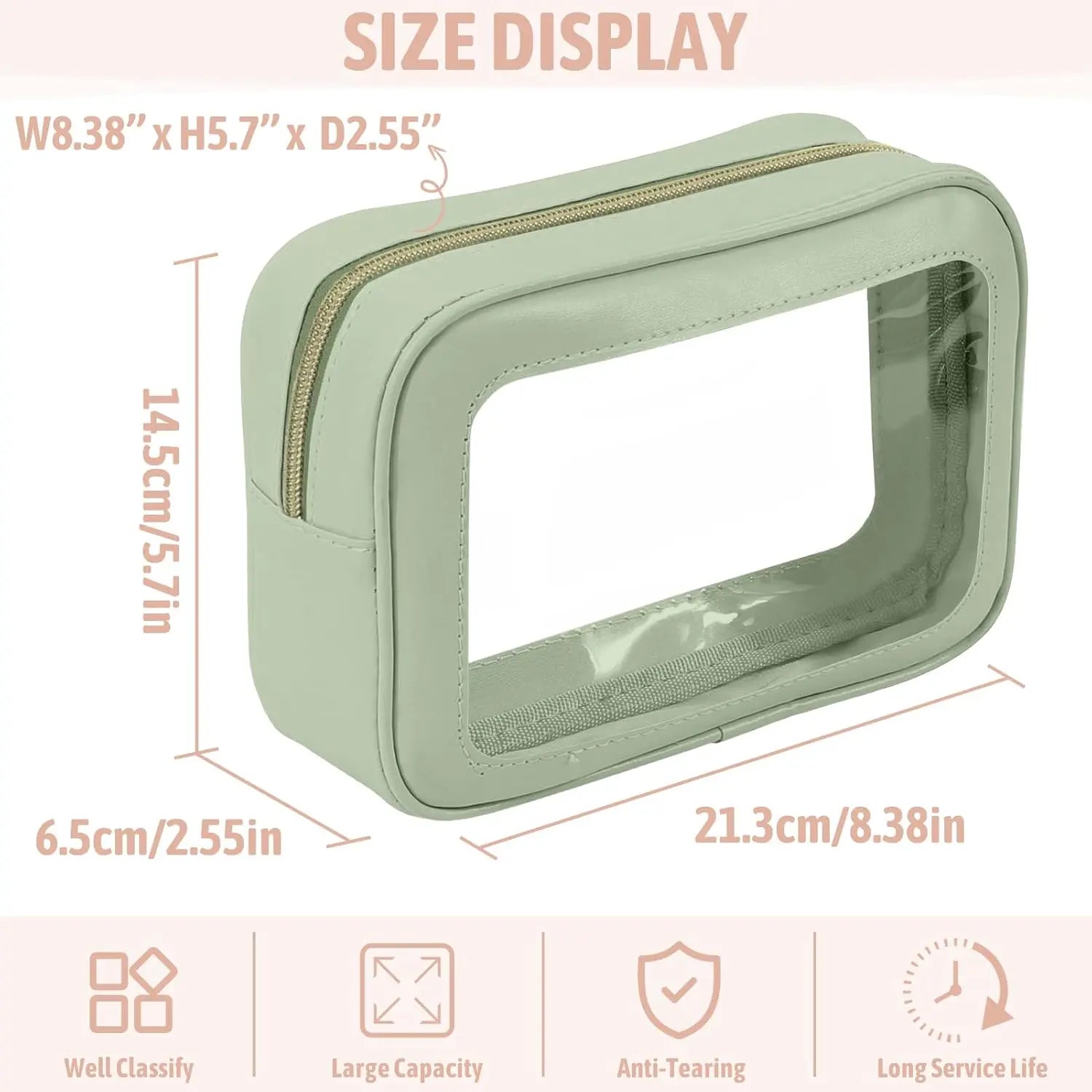 3PCS Clear Toiletry Bag,TSA Approved Travel Makeup Pouch with Zipper for Cosmetics and Toiletries,Diaper Bag Organizer Pouch Set,Women's Purse Organizer and Clear Car Bag Wholesale Hub