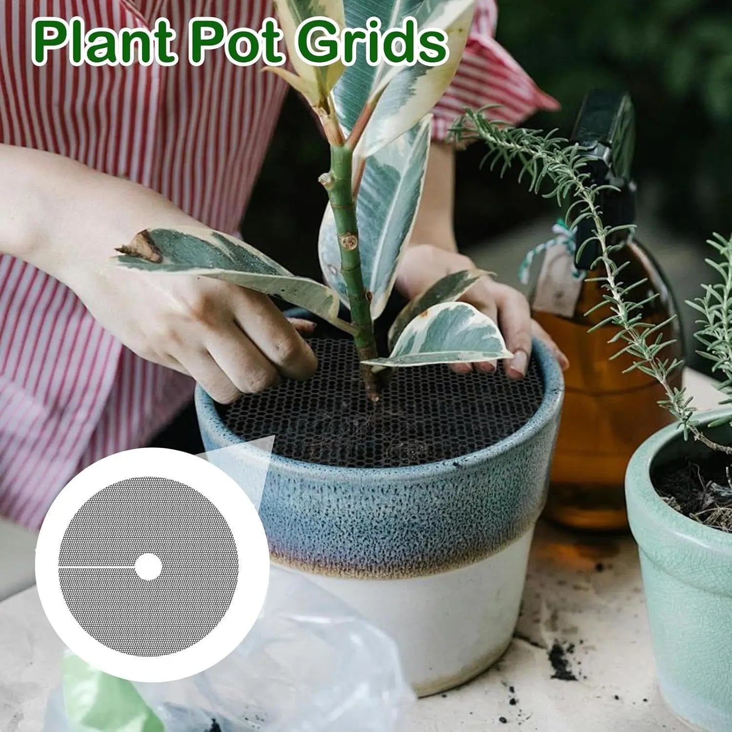 Plant Pot Cover Soil Blocker Mesh Mat Plant Protector from Cats Indoor Animals Flexible Cuttable Plant Covers with Pins Breathable Garden Plant Cover for Digging Spills 6 Pack 30cm Wholesale Hub