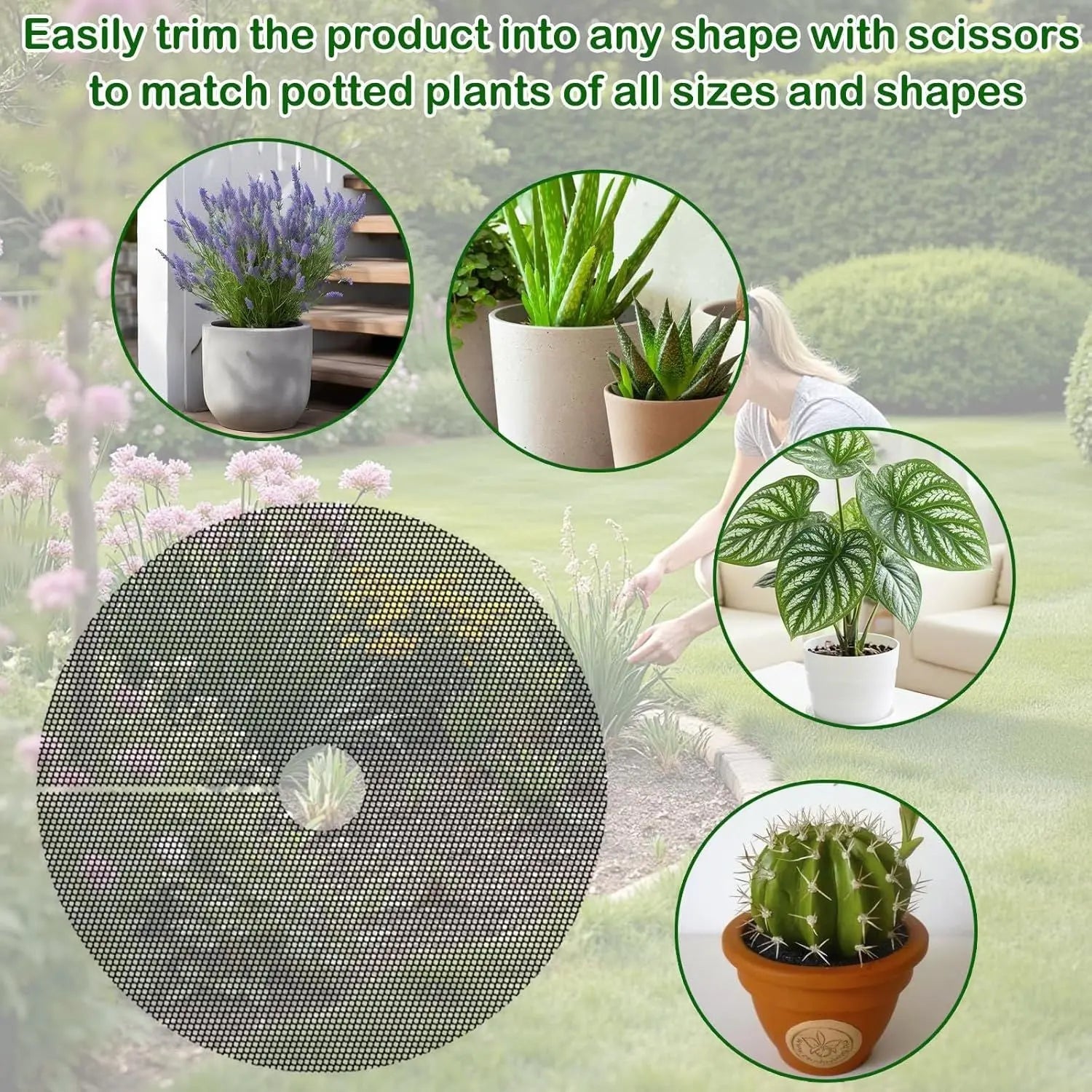 Plant Pot Cover Soil Blocker Mesh Mat Plant Protector from Cats Indoor Animals Flexible Cuttable Plant Covers with Pins Breathable Garden Plant Cover for Digging Spills 6 Pack 30cm Wholesale Hub