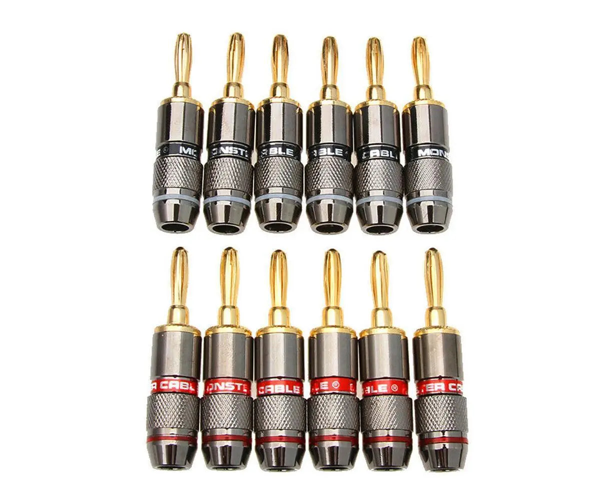 12Pcs 24K Gold Plated Zinc Alloy Banana Plugs Speaker Audio Video Connectors Wholesale Hub