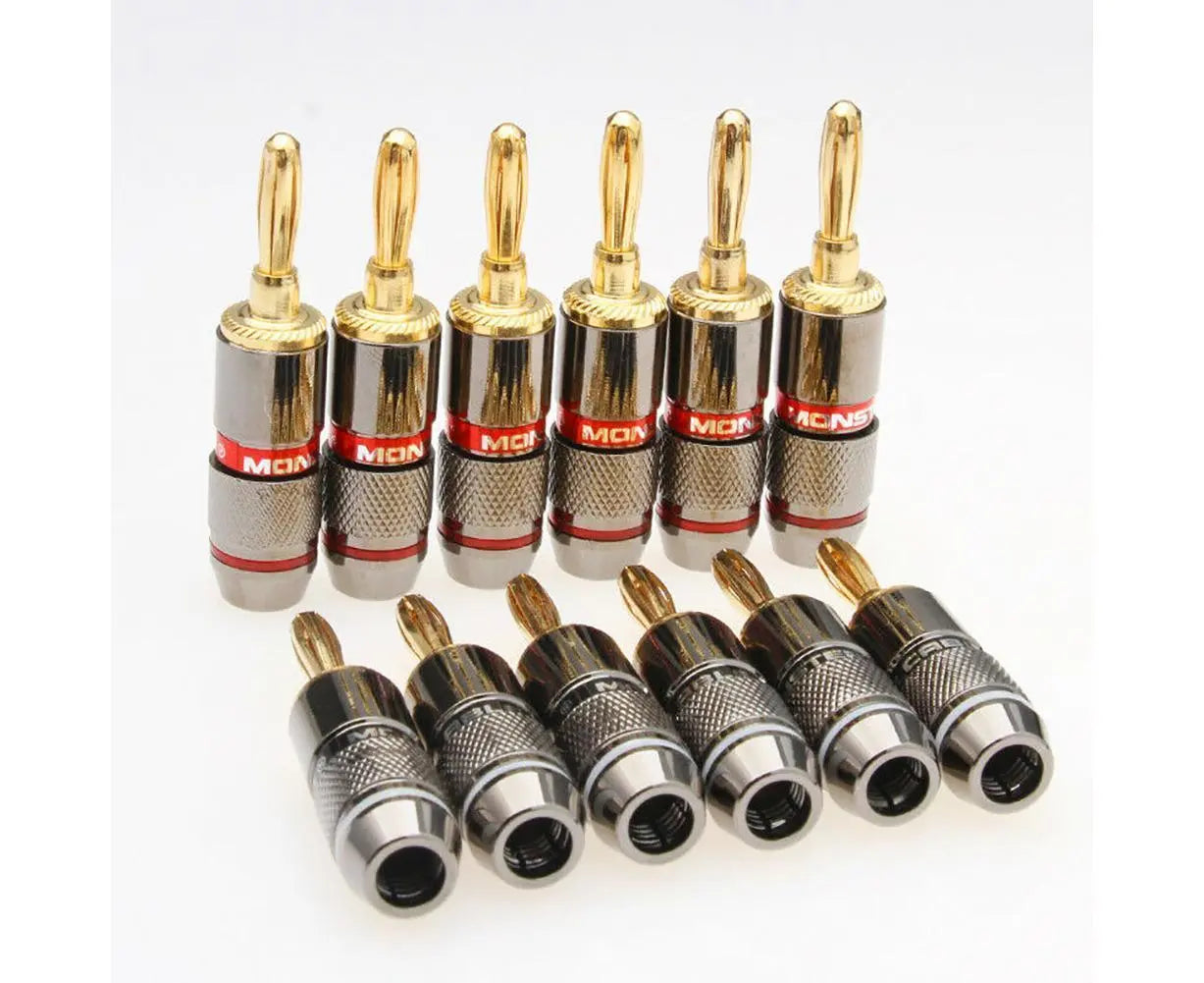 12Pcs 24K Gold Plated Zinc Alloy Banana Plugs Speaker Audio Video Connectors Wholesale Hub