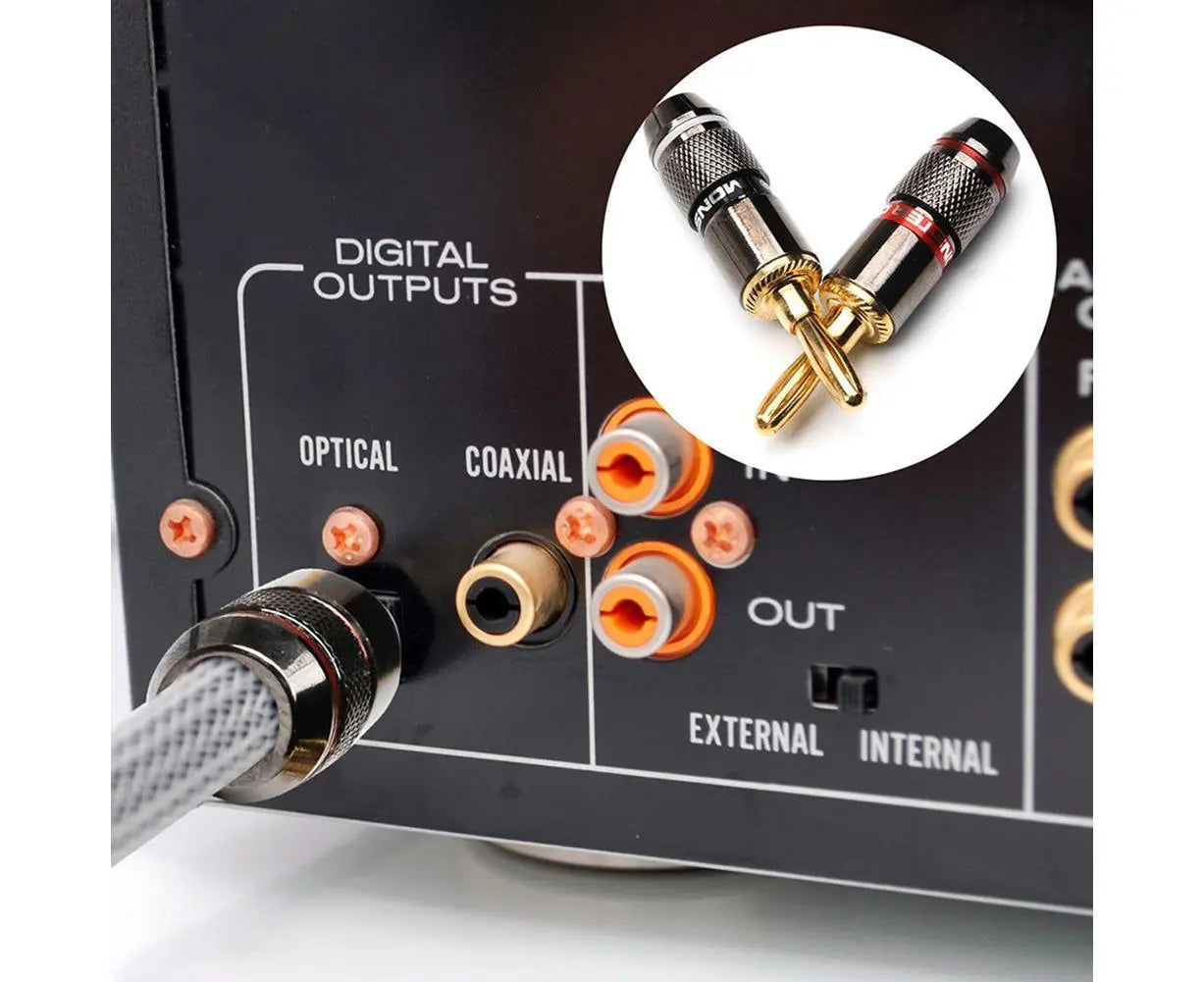 12Pcs 24K Gold Plated Zinc Alloy Banana Plugs Speaker Audio Video Connectors Wholesale Hub